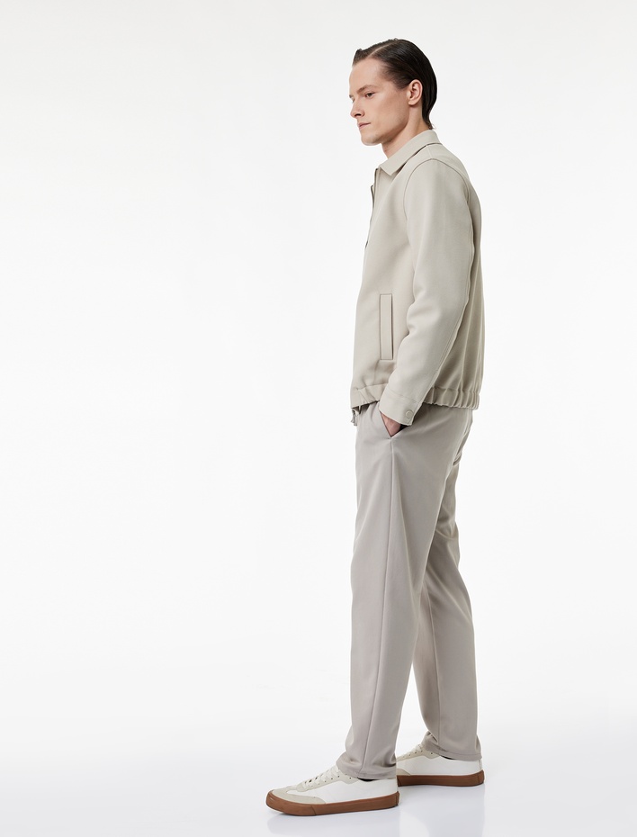  Viskon Karışımlı Cep Detaylı Rahat Kesim Beli Bağcıklı Pantolon