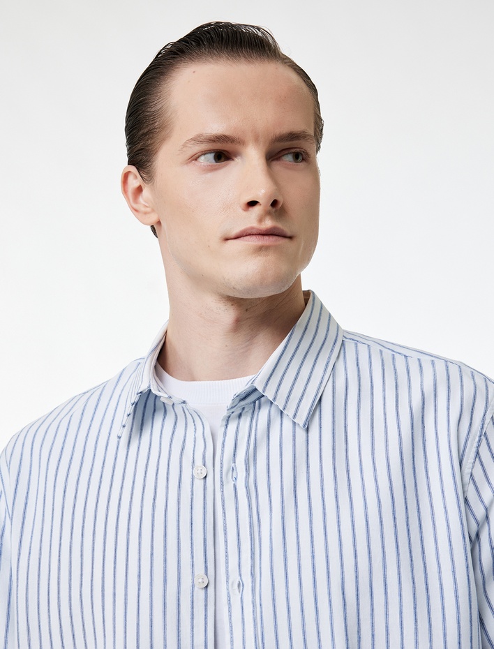  Regular Fit Klasik Yaka Viskon Karışımlı Uzun Kollu Gömlek