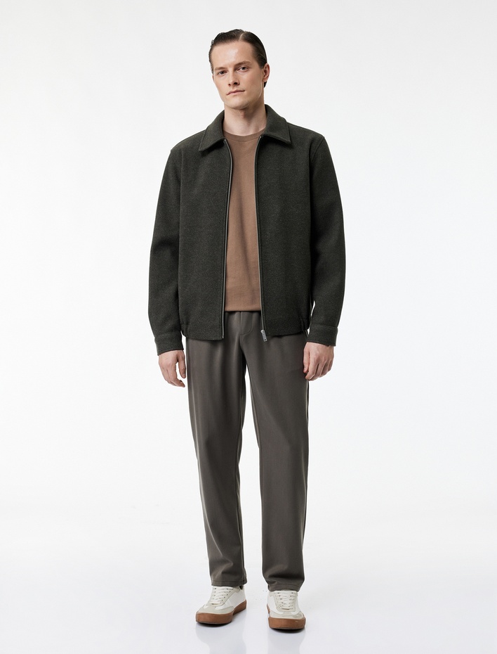  Viskon Karışımlı Cep Detaylı Rahat Kesim Beli Bağcıklı Pantolon