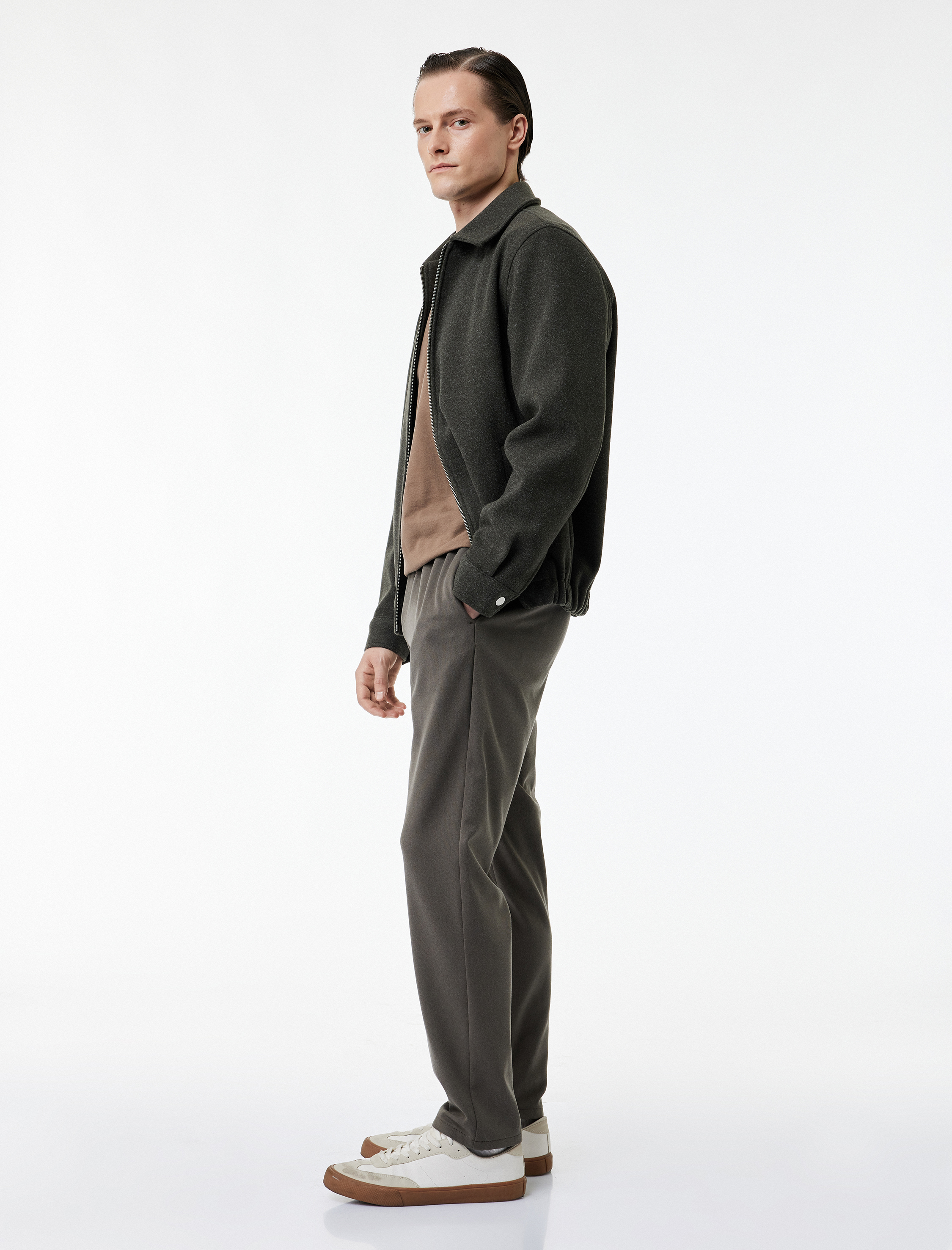 Viskon Karışımlı Cep Detaylı Rahat Kesim Beli Bağcıklı Pantolon