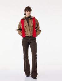 Düğme Detaylı Cepli Yüksek Bel İspanyol Paça Jean Pantolon - Flare Jeans