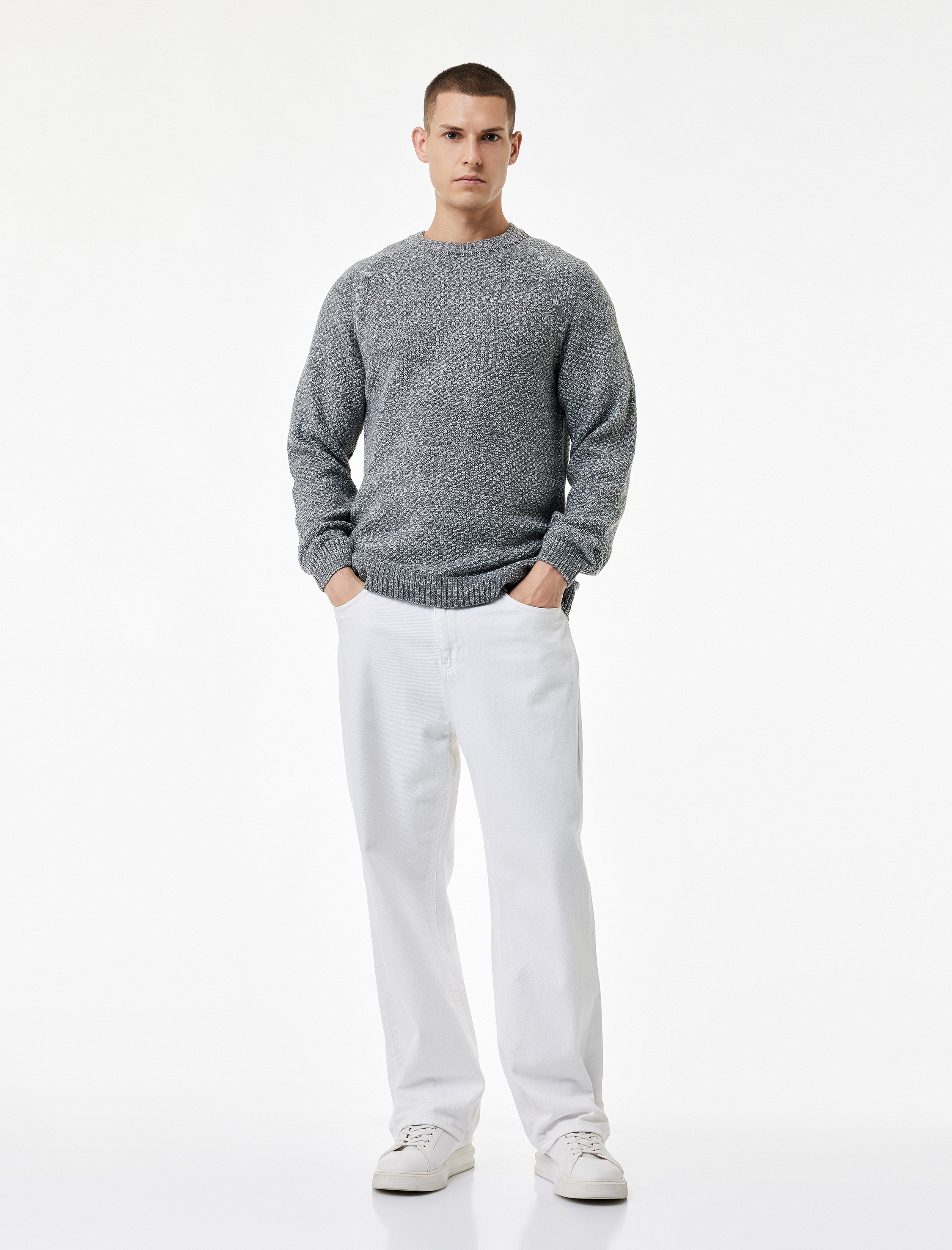   Regular Fit Uzun Kollu Basic Bisiklet Yaka Triko Kazak