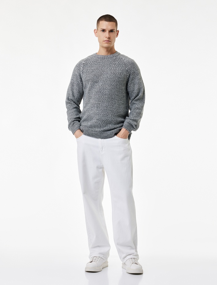  Regular Fit Uzun Kollu Basic Bisiklet Yaka Triko Kazak