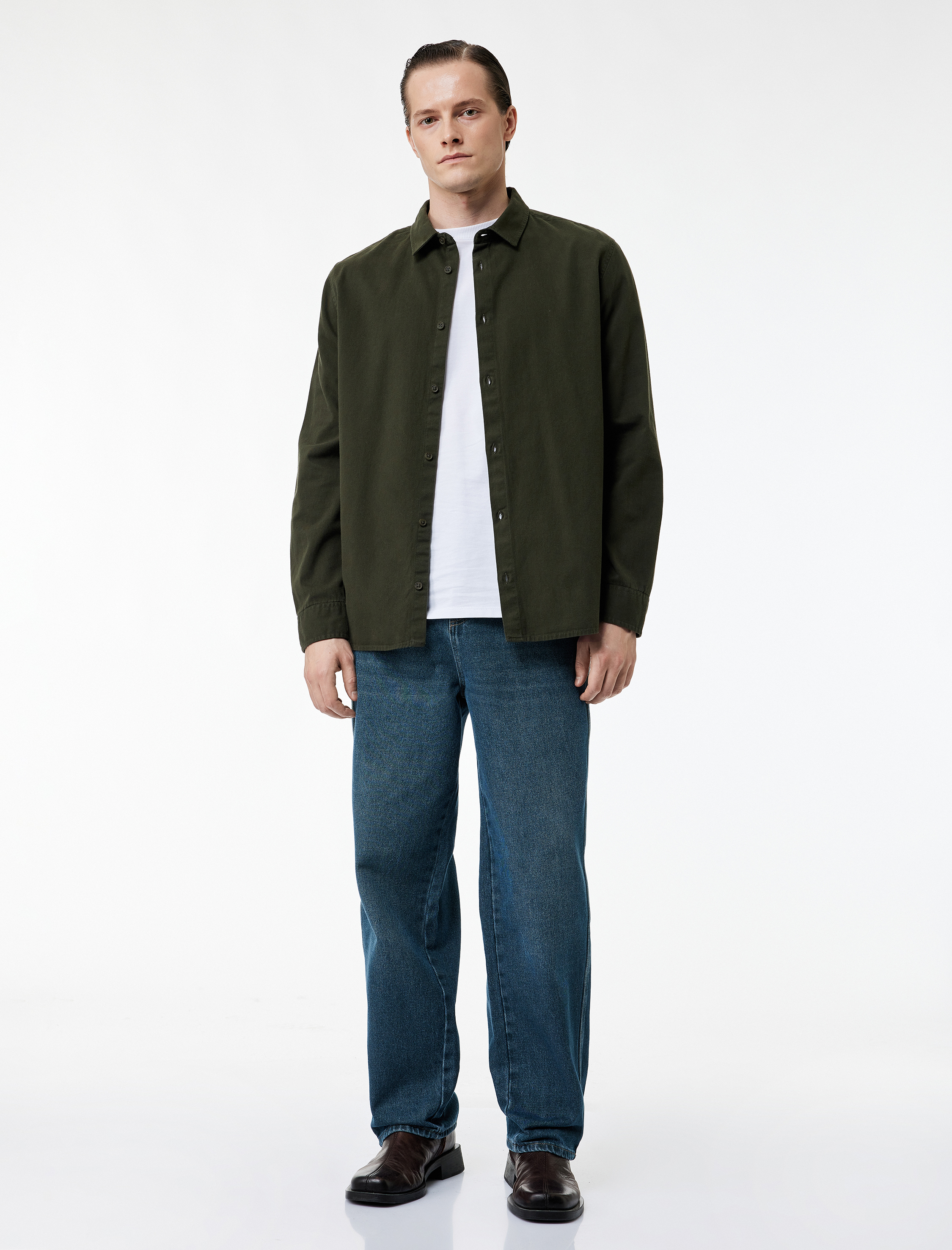   Regular Fit Klasik Yaka Pamuklu Uzun Kollu Gömlek