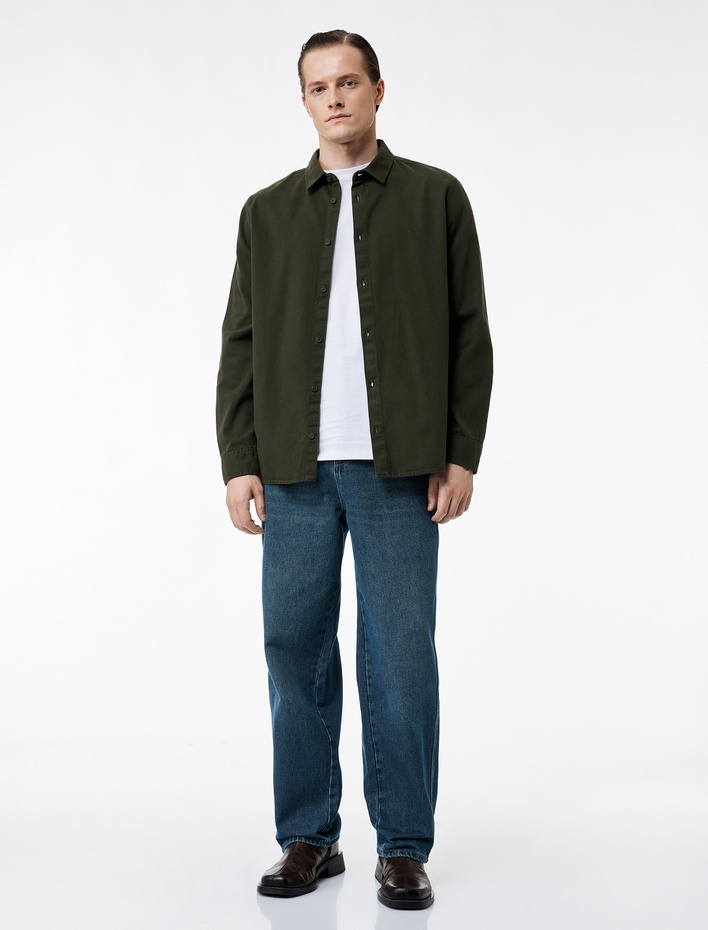  Regular Fit Klasik Yaka Pamuklu Uzun Kollu Gömlek