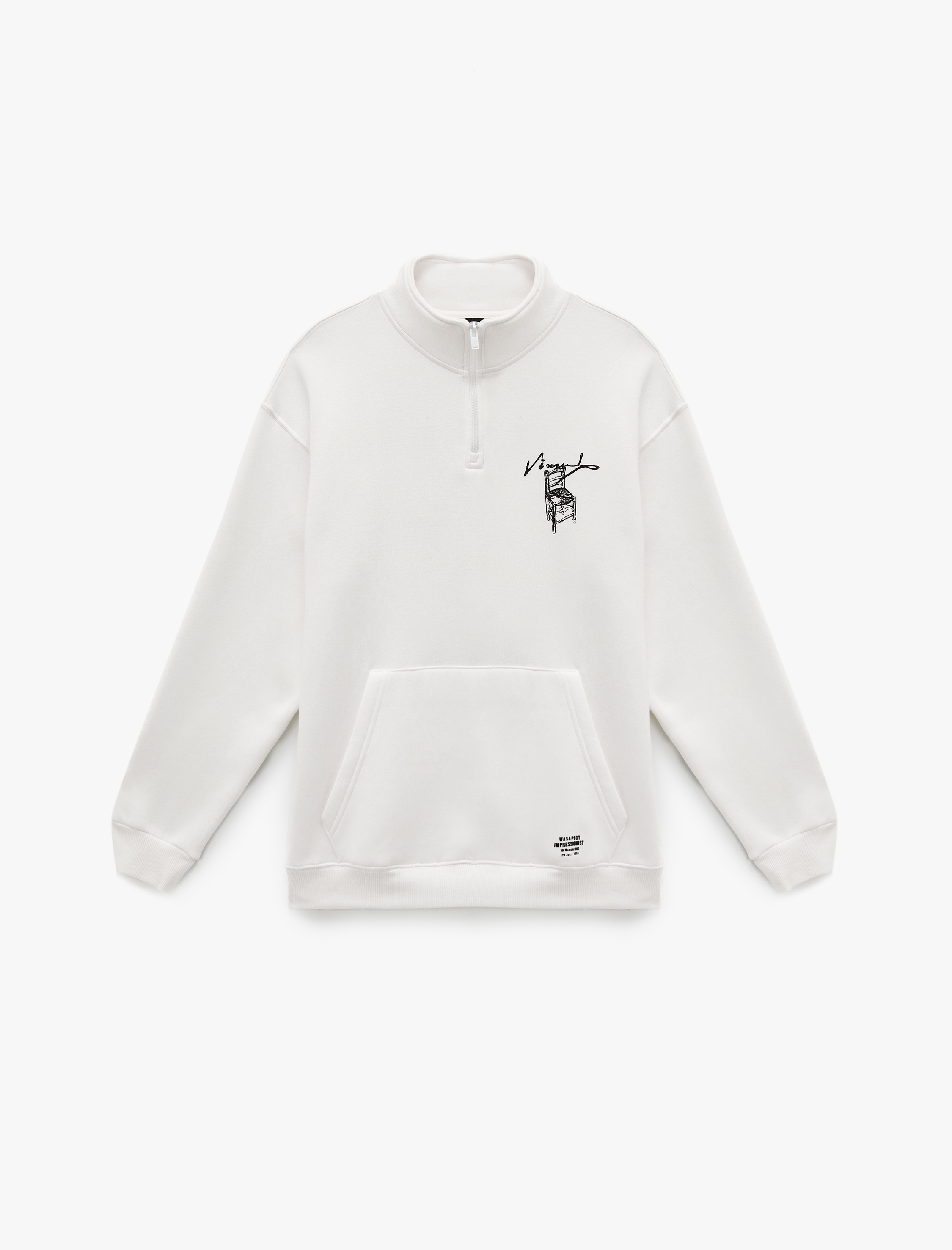   Cepli Şardonlu Yarım Fermuarlı Lisanslı Van Gogh Baskılı Oversize Sweatshirt