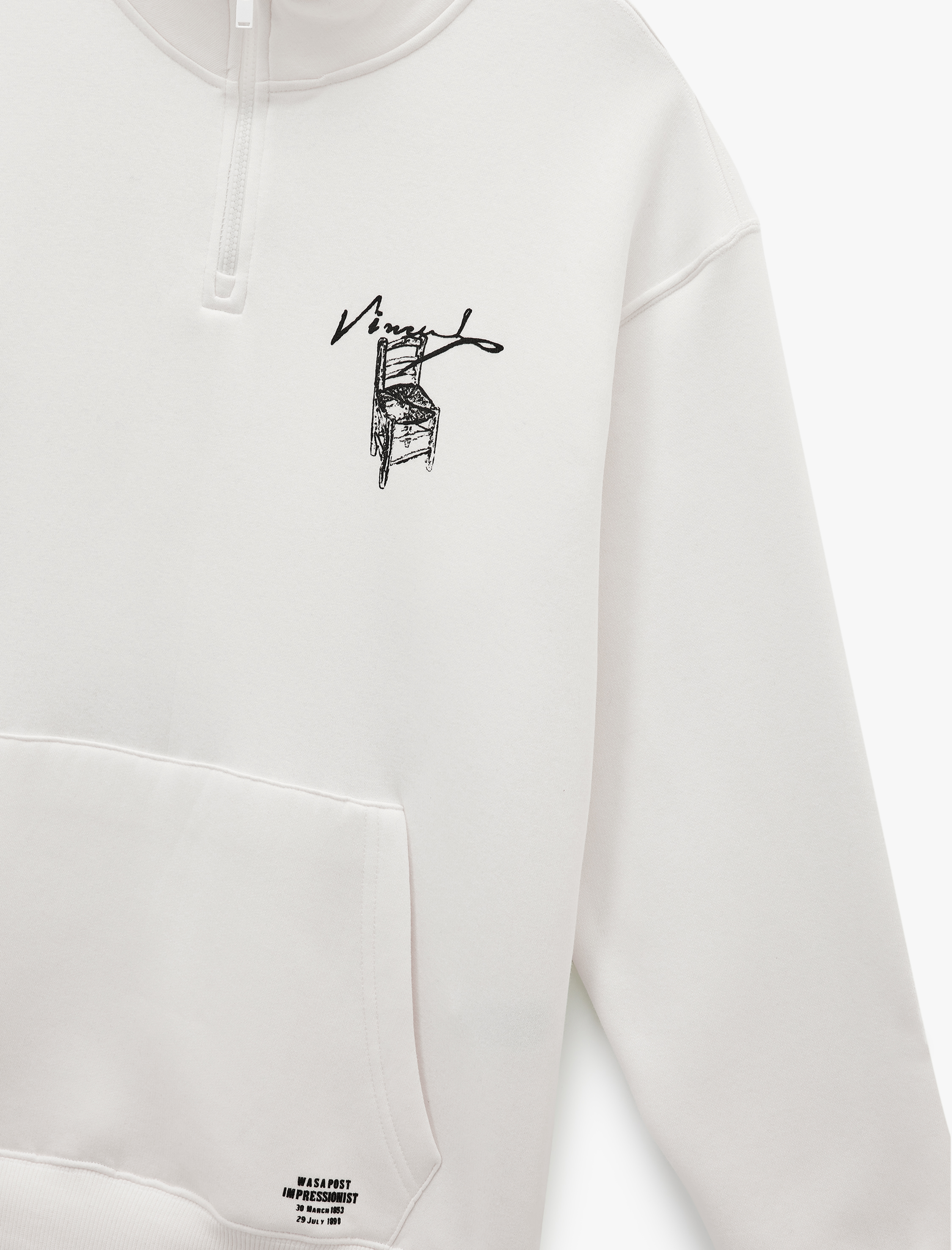   Cepli Şardonlu Yarım Fermuarlı Lisanslı Van Gogh Baskılı Oversize Sweatshirt