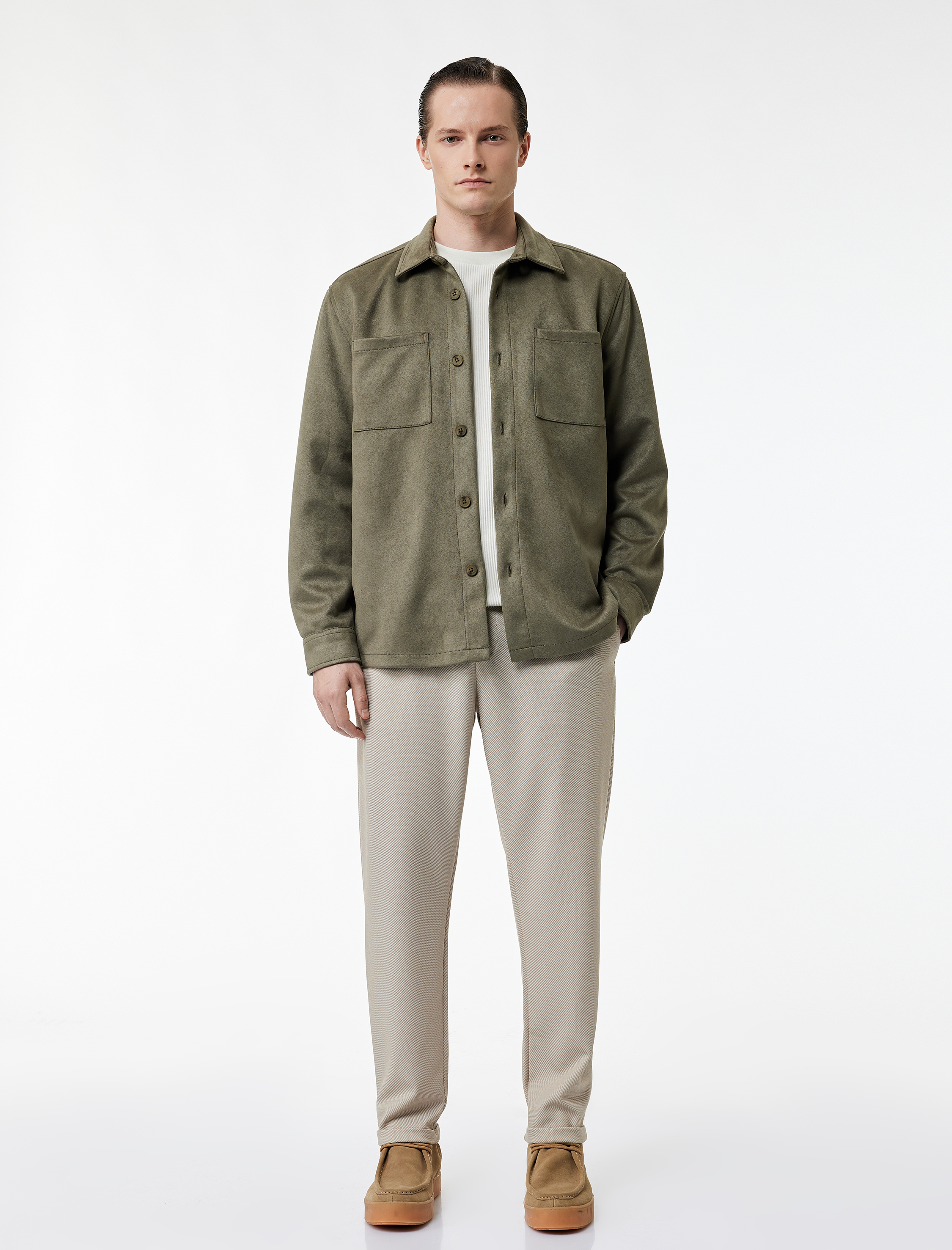 Straight Fit Pike Kumaş Cep Detaylı Rahat Kesim Beli Bağcıklı Pantolon