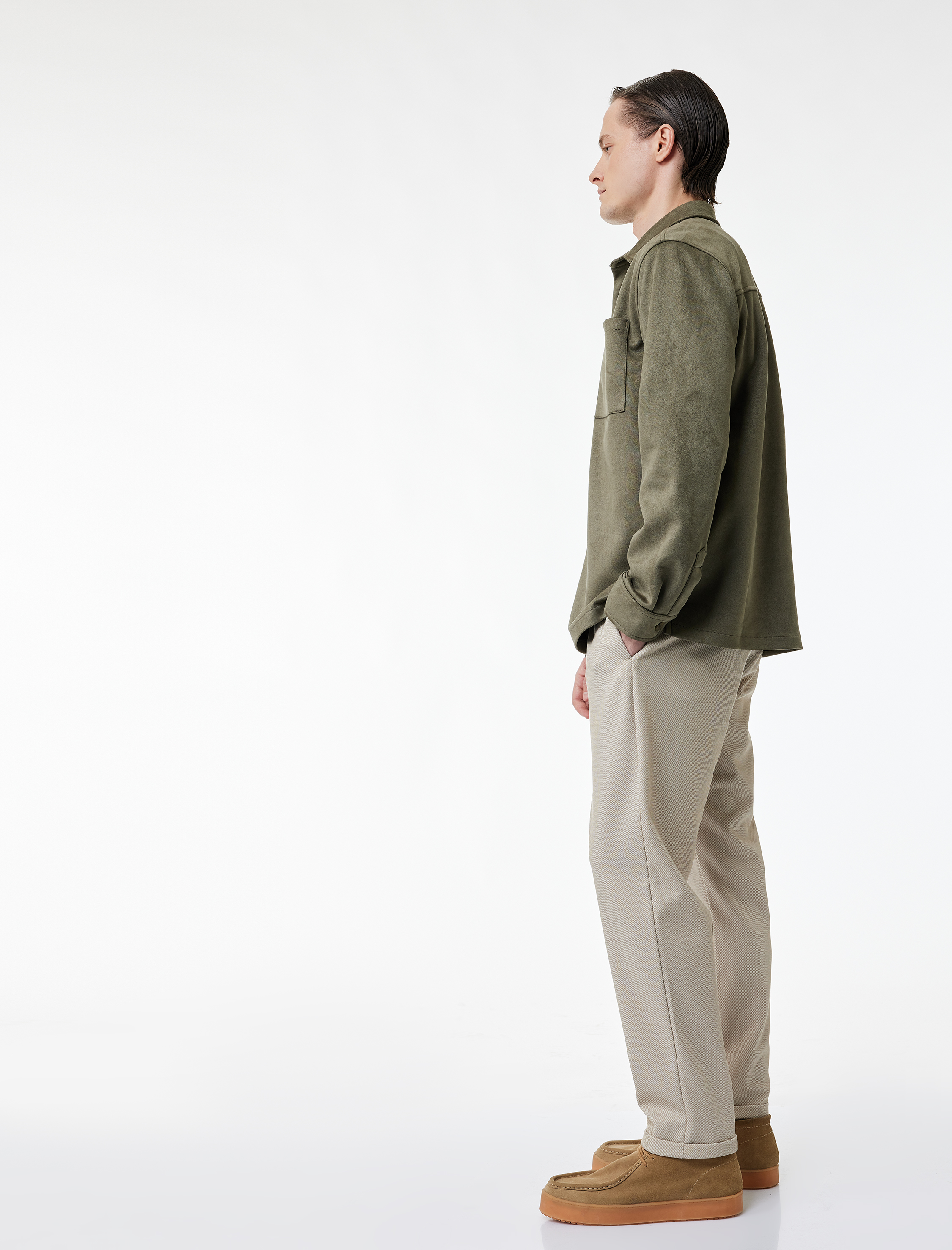 Straight Fit Pike Kumaş Cep Detaylı Rahat Kesim Beli Bağcıklı Pantolon - Görsel 2