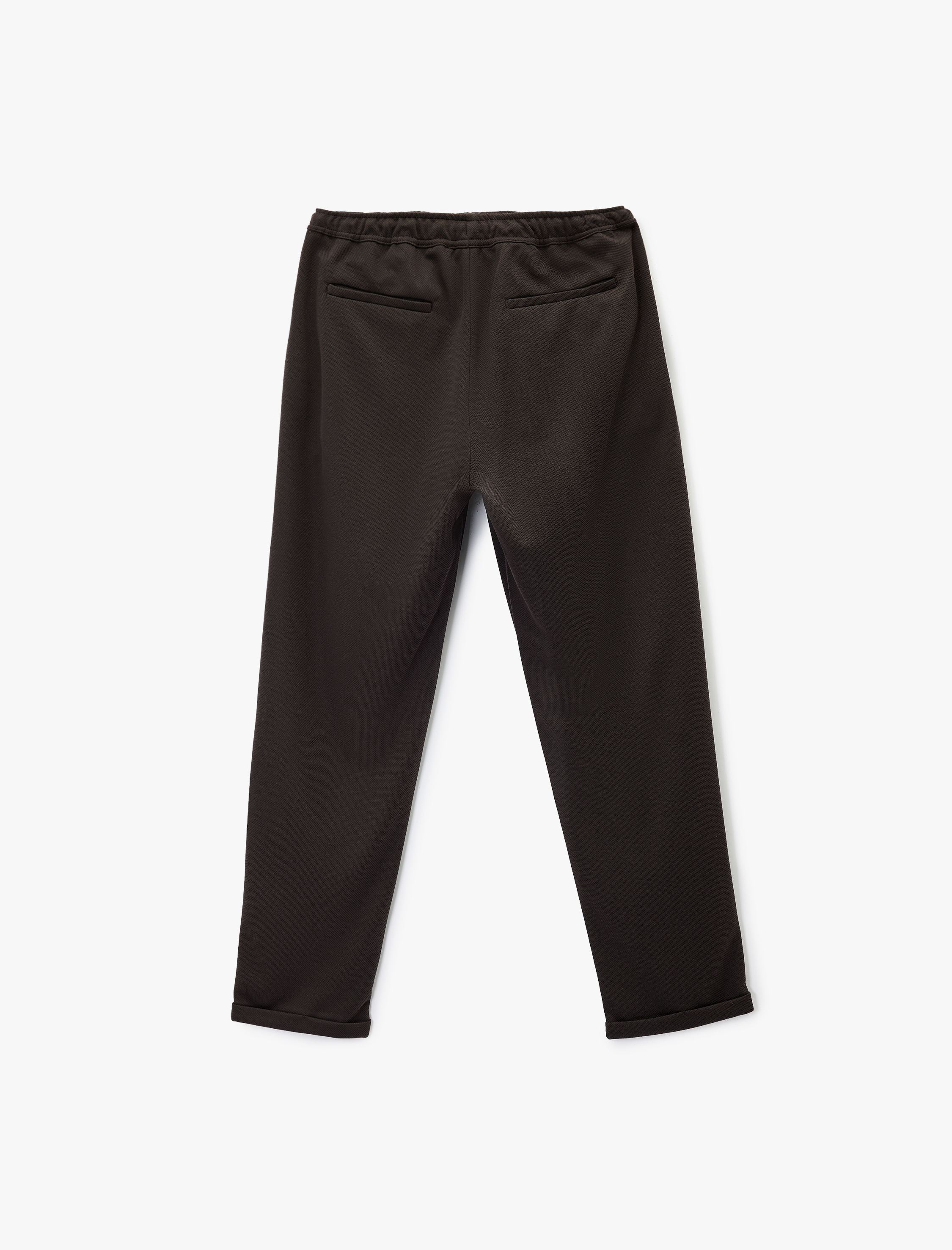 Straight Fit Pike Kumaş Cep Detaylı Rahat Kesim Beli Bağcıklı Pantolon - Görsel 4