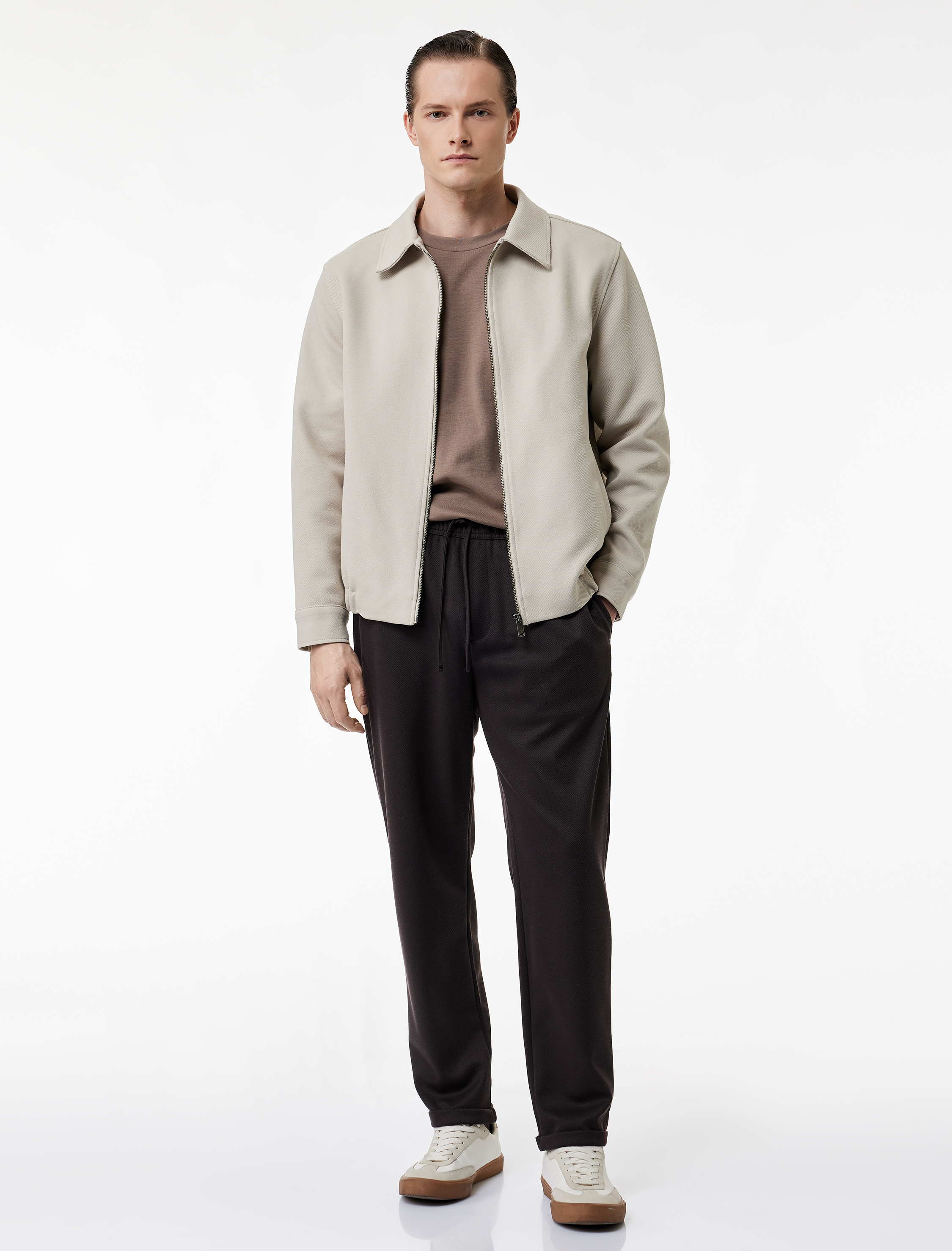 Straight Fit Pike Kumaş Cep Detaylı Rahat Kesim Beli Bağcıklı Pantolon