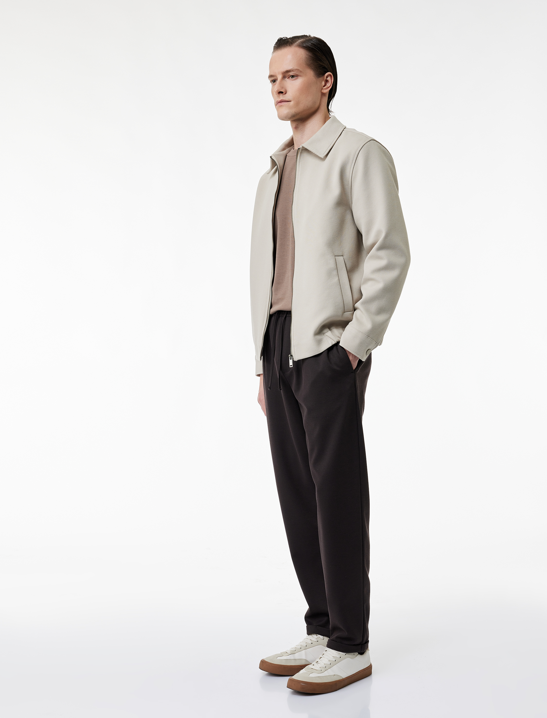 Straight Fit Pike Kumaş Cep Detaylı Rahat Kesim Beli Bağcıklı Pantolon - Görsel 2