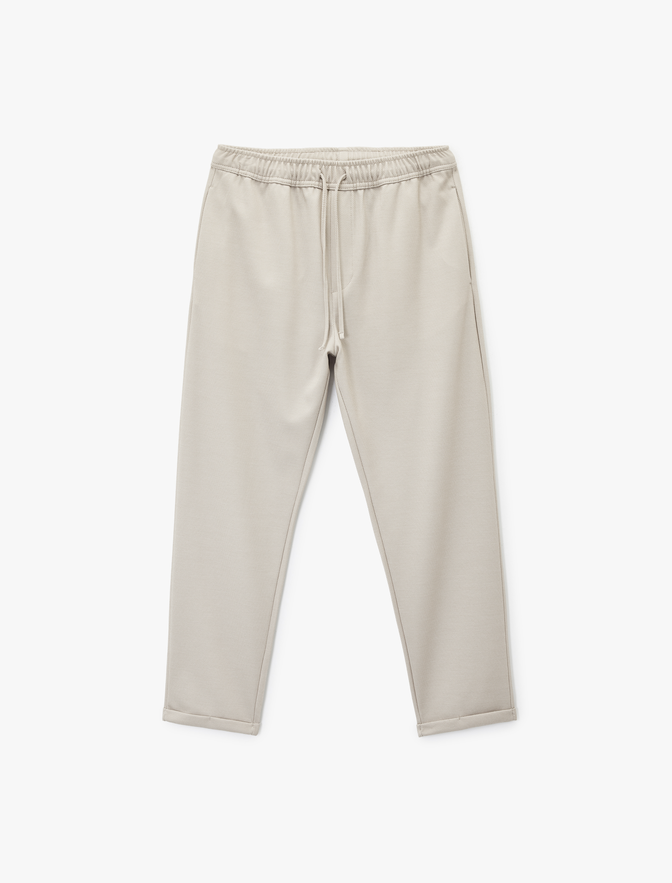 Straight Fit Pike Kumaş Cep Detaylı Rahat Kesim Beli Bağcıklı Pantolon - Görsel 3