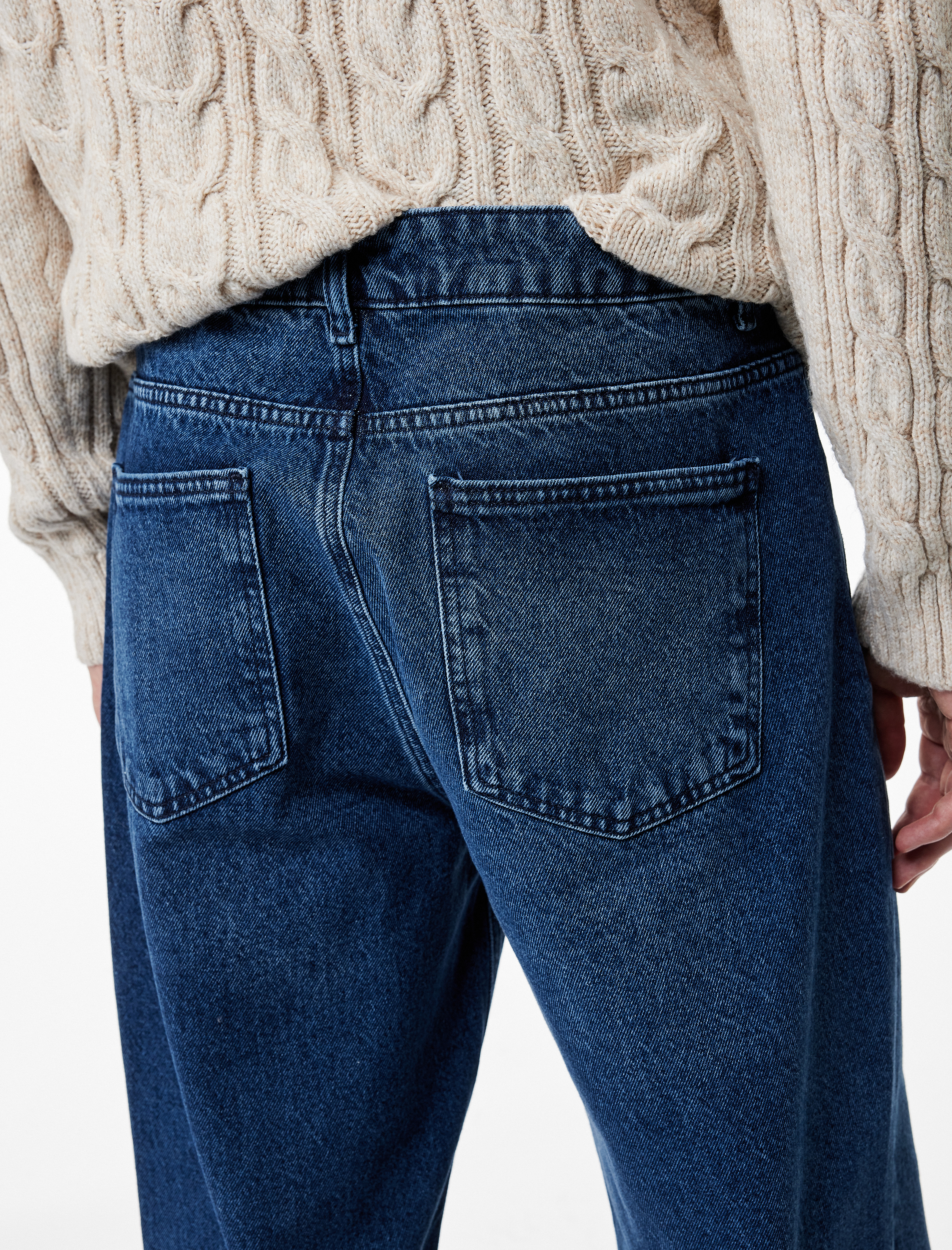   Normal Bel Pamuklu Bol Baggy Jean Pantolon