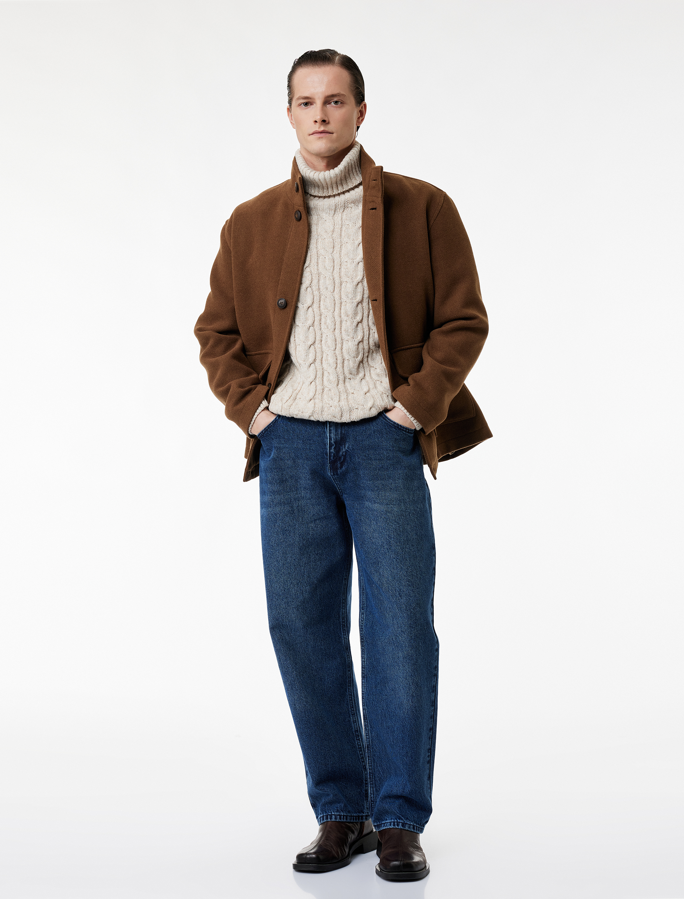   Normal Bel Pamuklu Bol Baggy Jean Pantolon