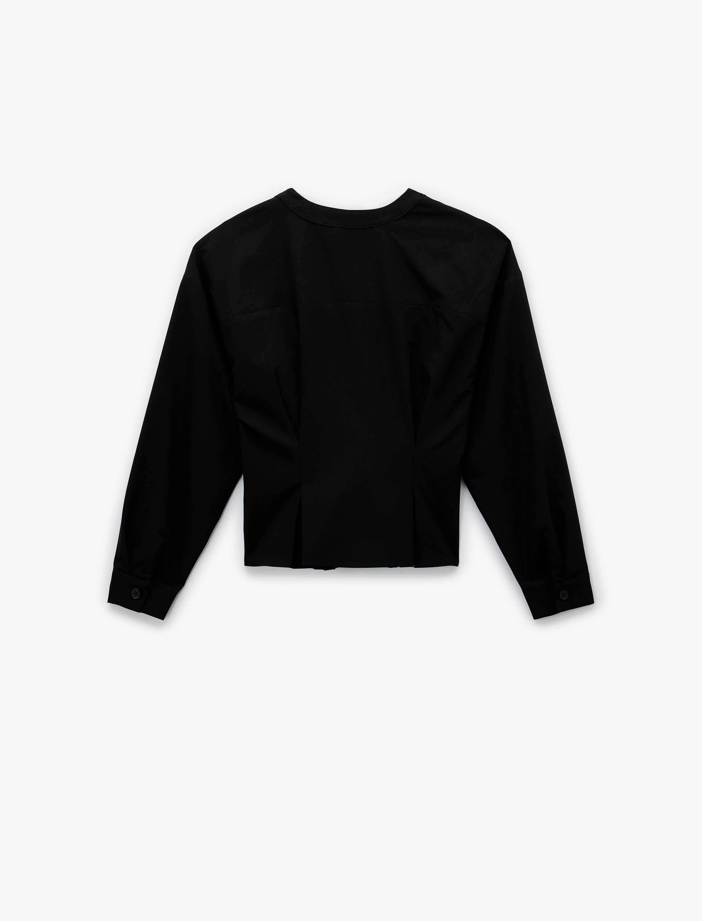   Viskon Karışımlı Uzun Kollu V Yaka Düğmeli Gömlek