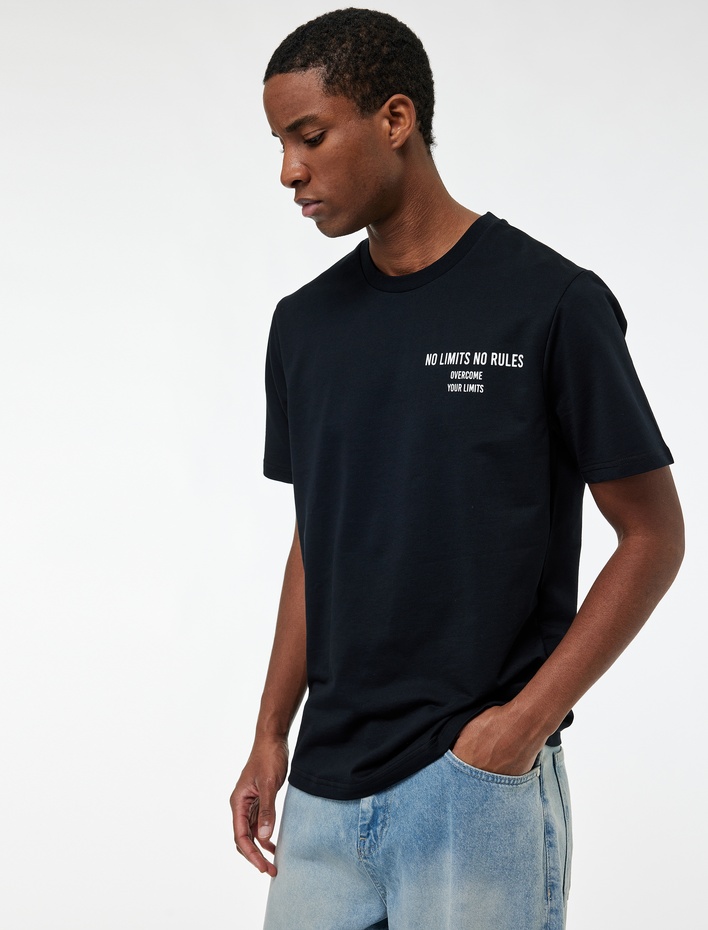  Rahat Kesim Kısa Kollu Baskılı Spor Tişört