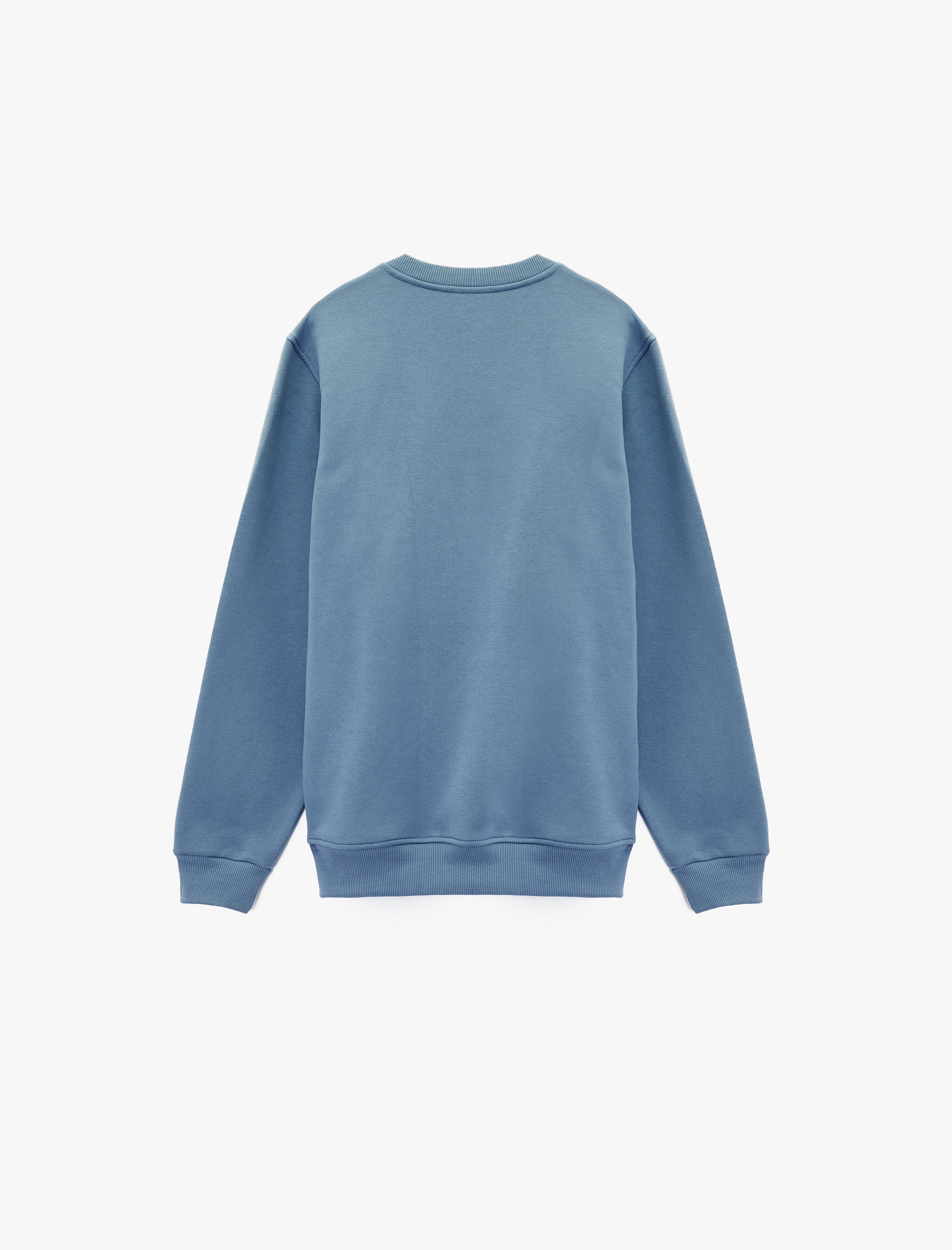 Uzun Kollu Regular Fit Şardonlu Bisiklet Yaka Baskılı Sweatshirt - Görsel 4