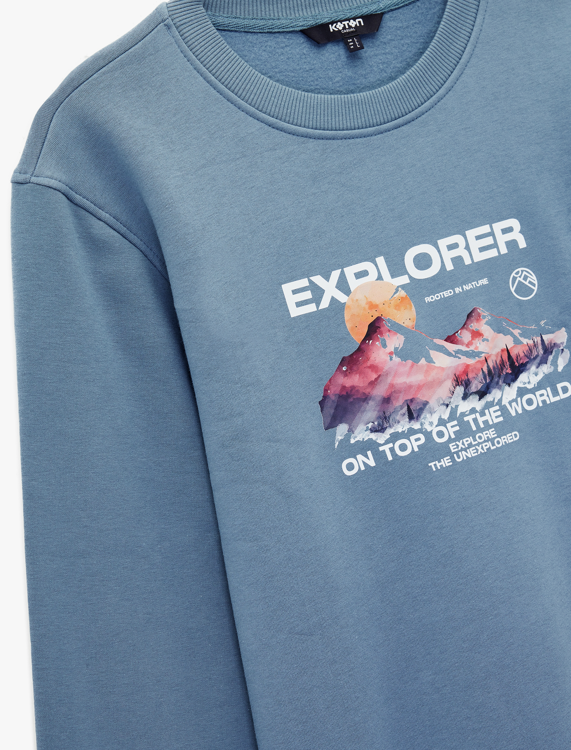 Uzun Kollu Regular Fit Şardonlu Bisiklet Yaka Baskılı Sweatshirt - Görsel 5