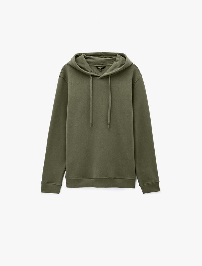  Şardonlu Uzun Kollu Basic Kapşonlu Sweatshirt