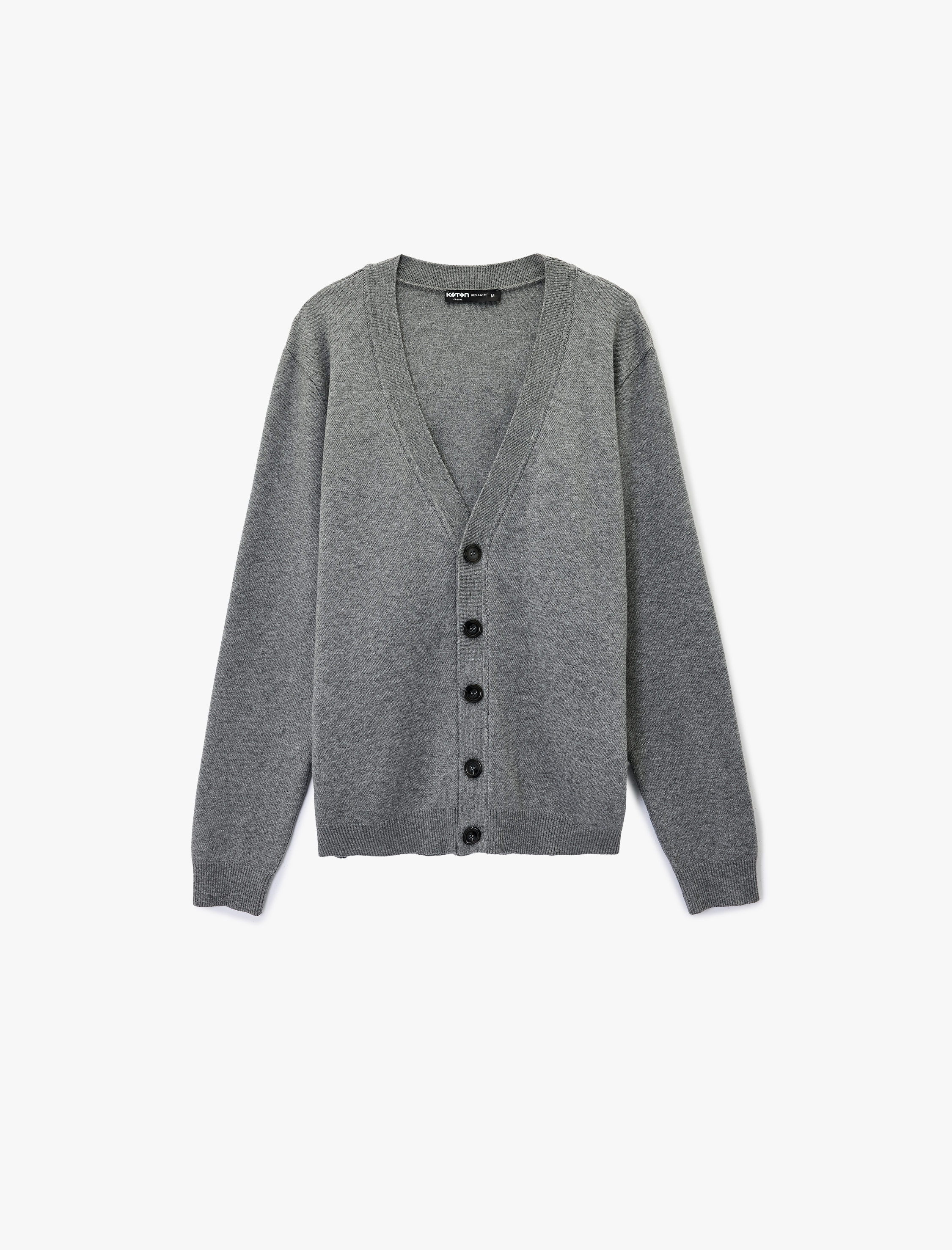   Uzun Kollu Viskon Karışımlı Düğmeli V Yaka Triko Hırka