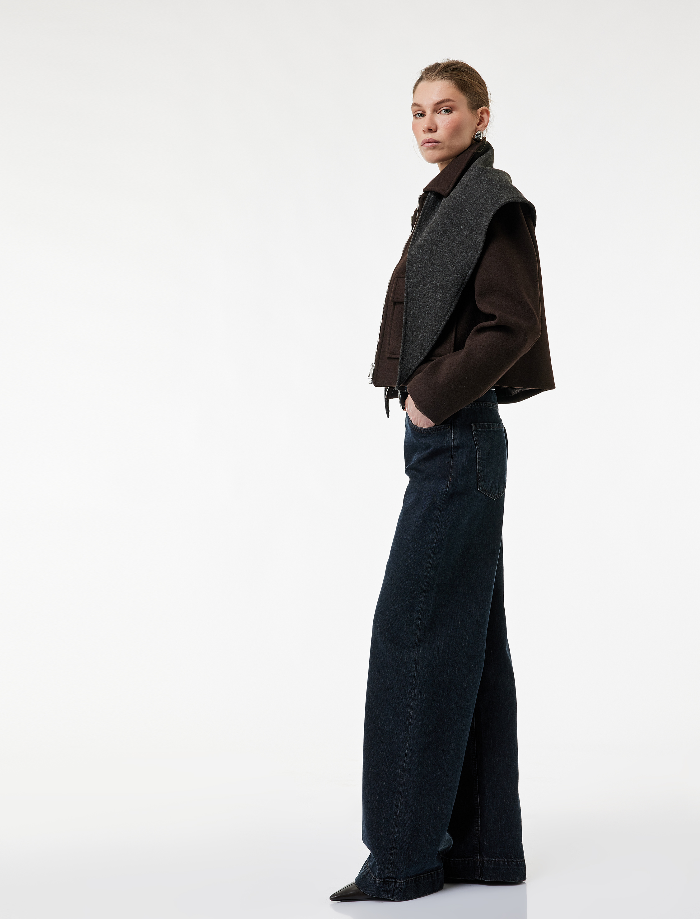   Koton X Sima Tarkan - Cepli Düz Geniş Paça Jean Pantolon -  Wide Leg Jeans