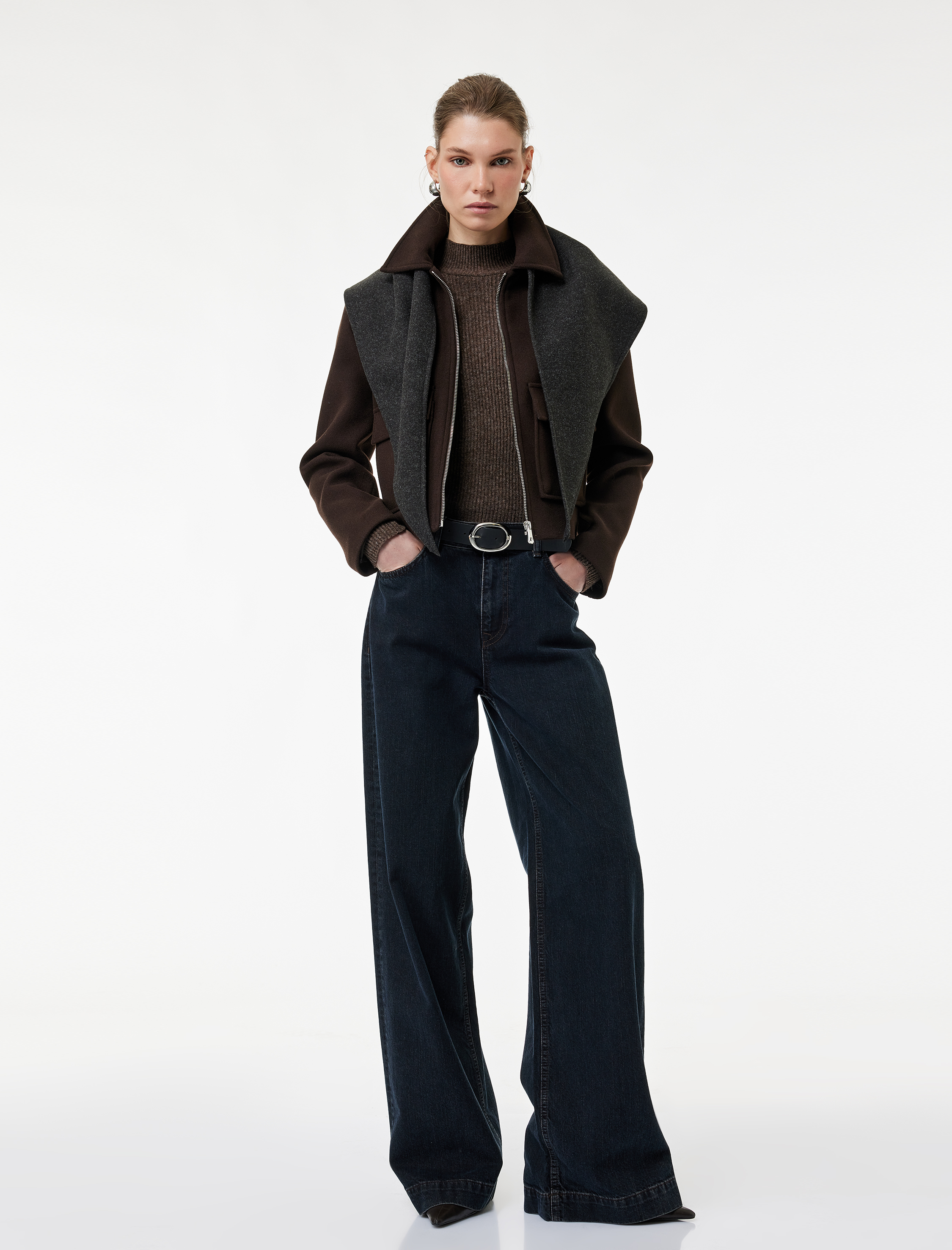   Koton X Sima Tarkan - Cepli Düz Geniş Paça Jean Pantolon -  Wide Leg Jeans