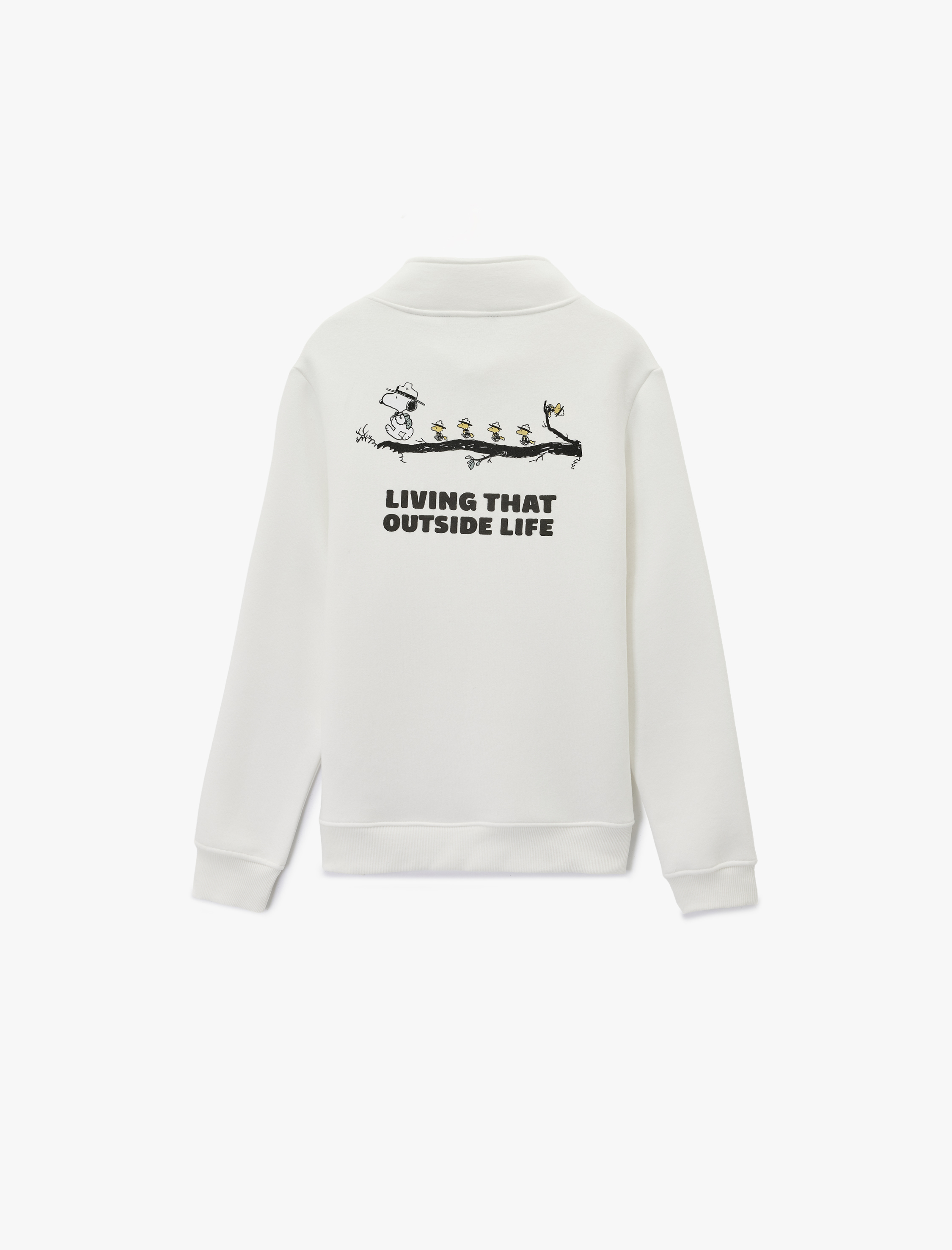 Uzun Kollu Şardonlu Yarım Fermuarlı Lisanslı Snoopy Baskılı Sweatshirt - Görsel 4
