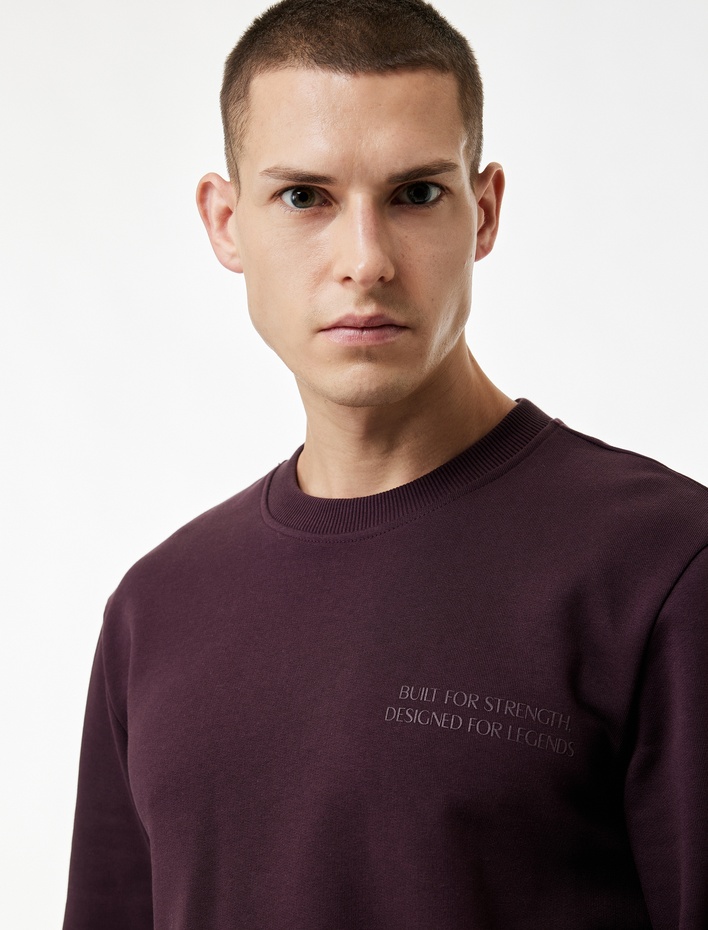  Uzun Kollu Bisiklet Yaka Pamuklu Baskılı Sweatshirt