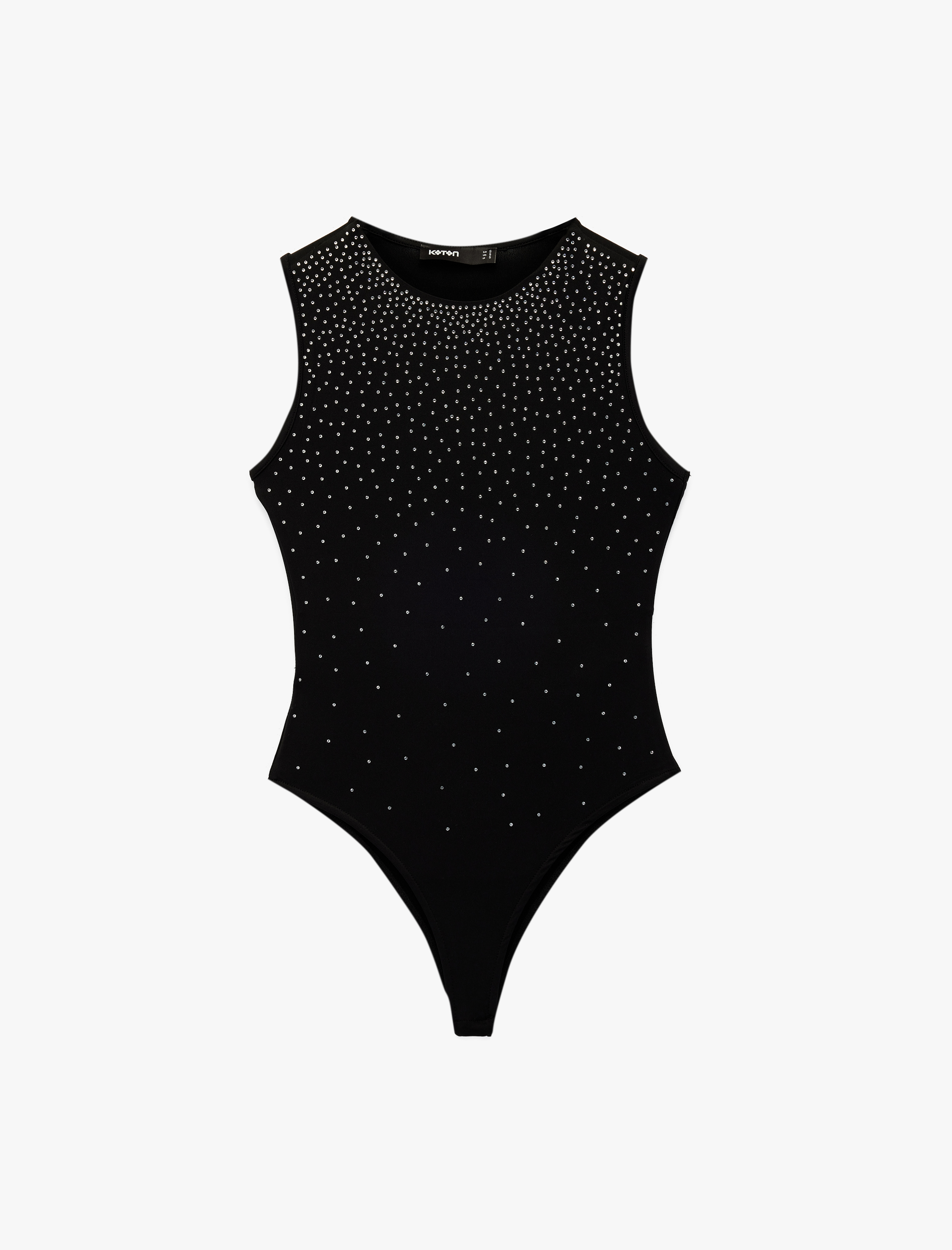   Kolsuz Bisiklet Yaka Slim Fit Taşlı Bluz