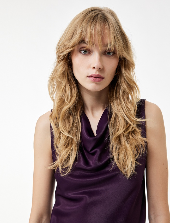  Kolsuz Degaje Yaka Saten Bluz