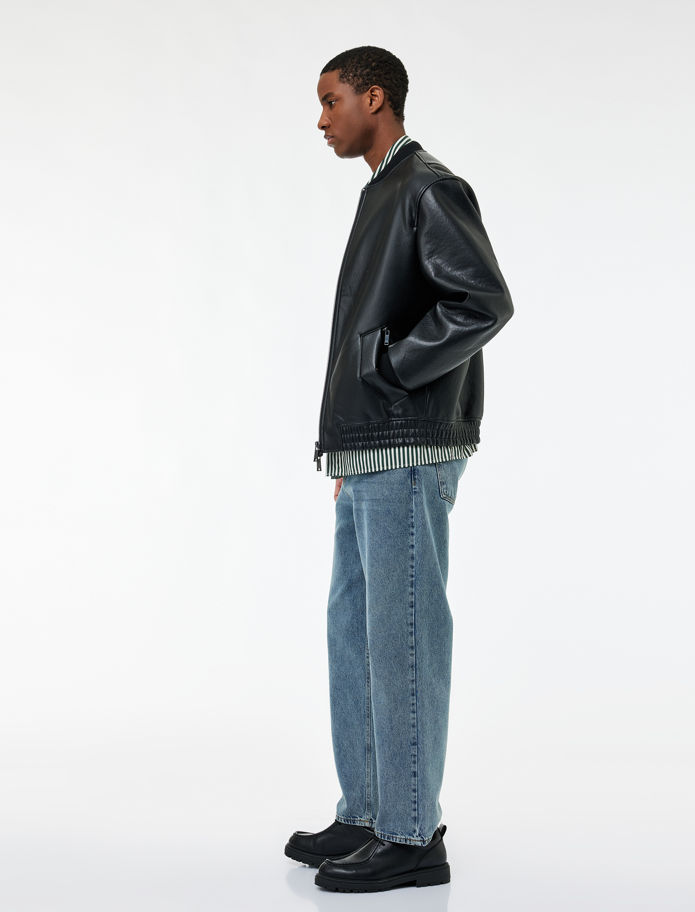   Normal Bel Pamuklu Bol Baggy Jean Pantolon