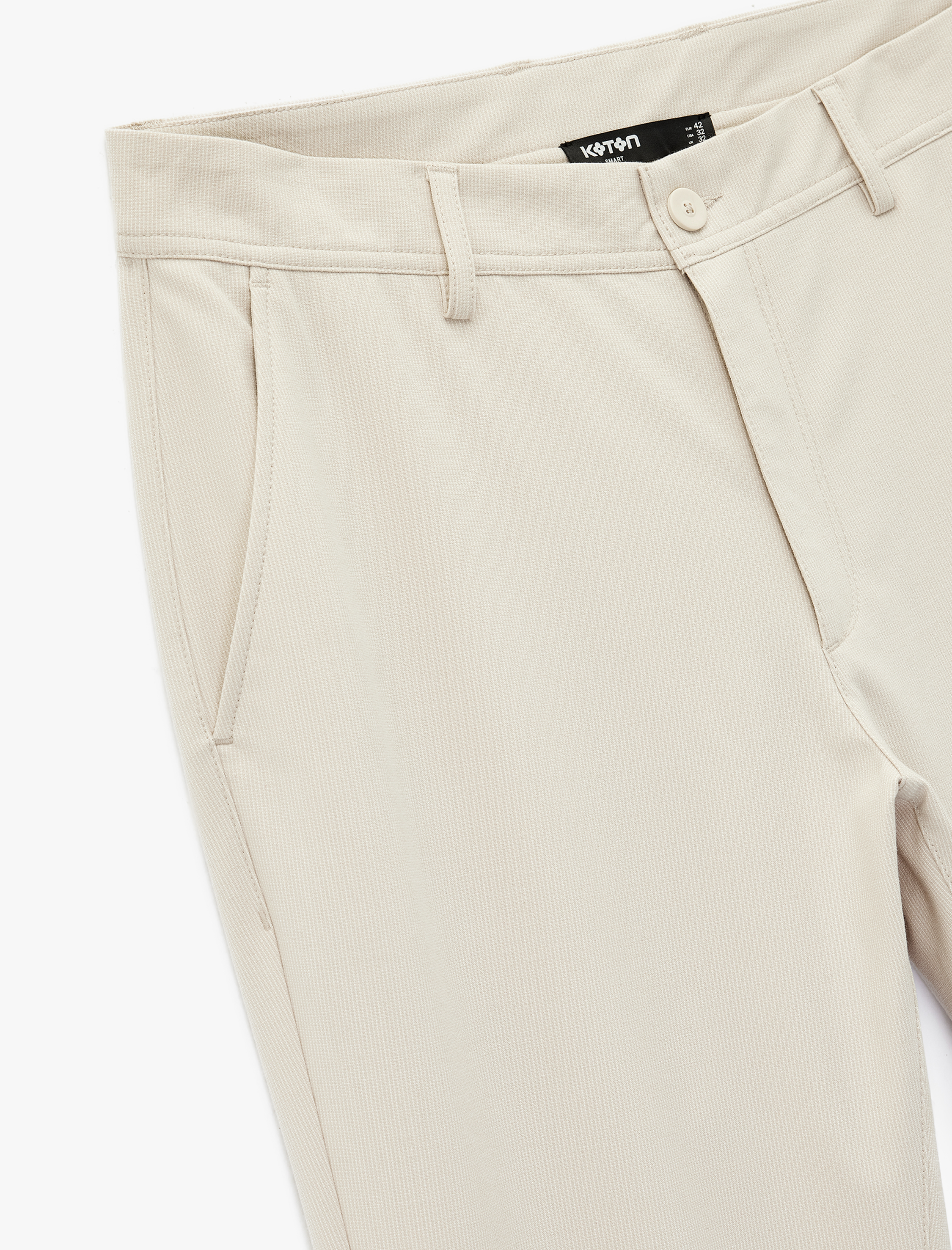   Viskon Karışımlı Cepli Düğmeli Slim Fit Kumaş Pantolon