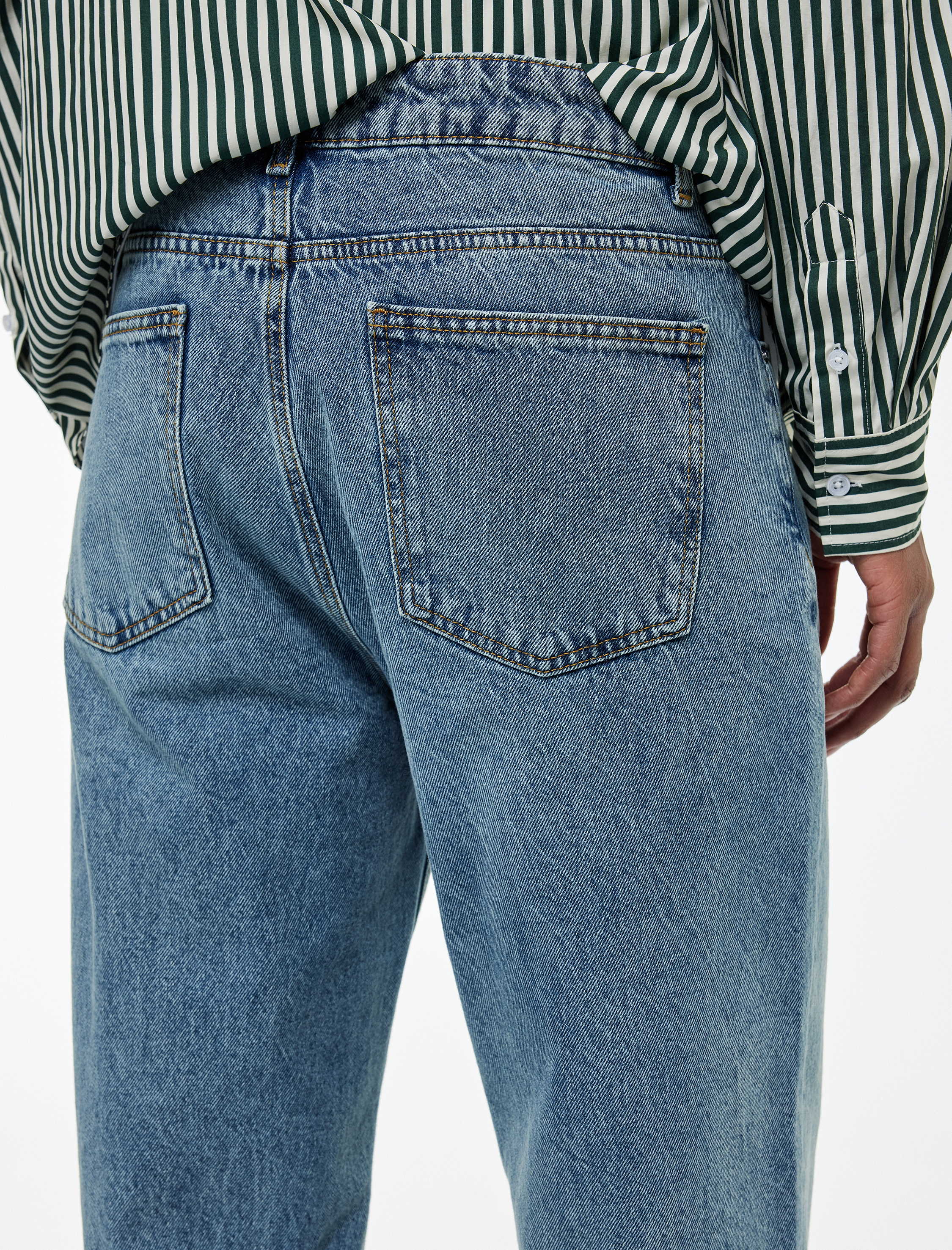   Normal Bel Pamuklu Bol Baggy Jean Pantolon