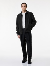 Regular Fit Viskon Karışımlı Cepli Pileli Kumaş Pantolon