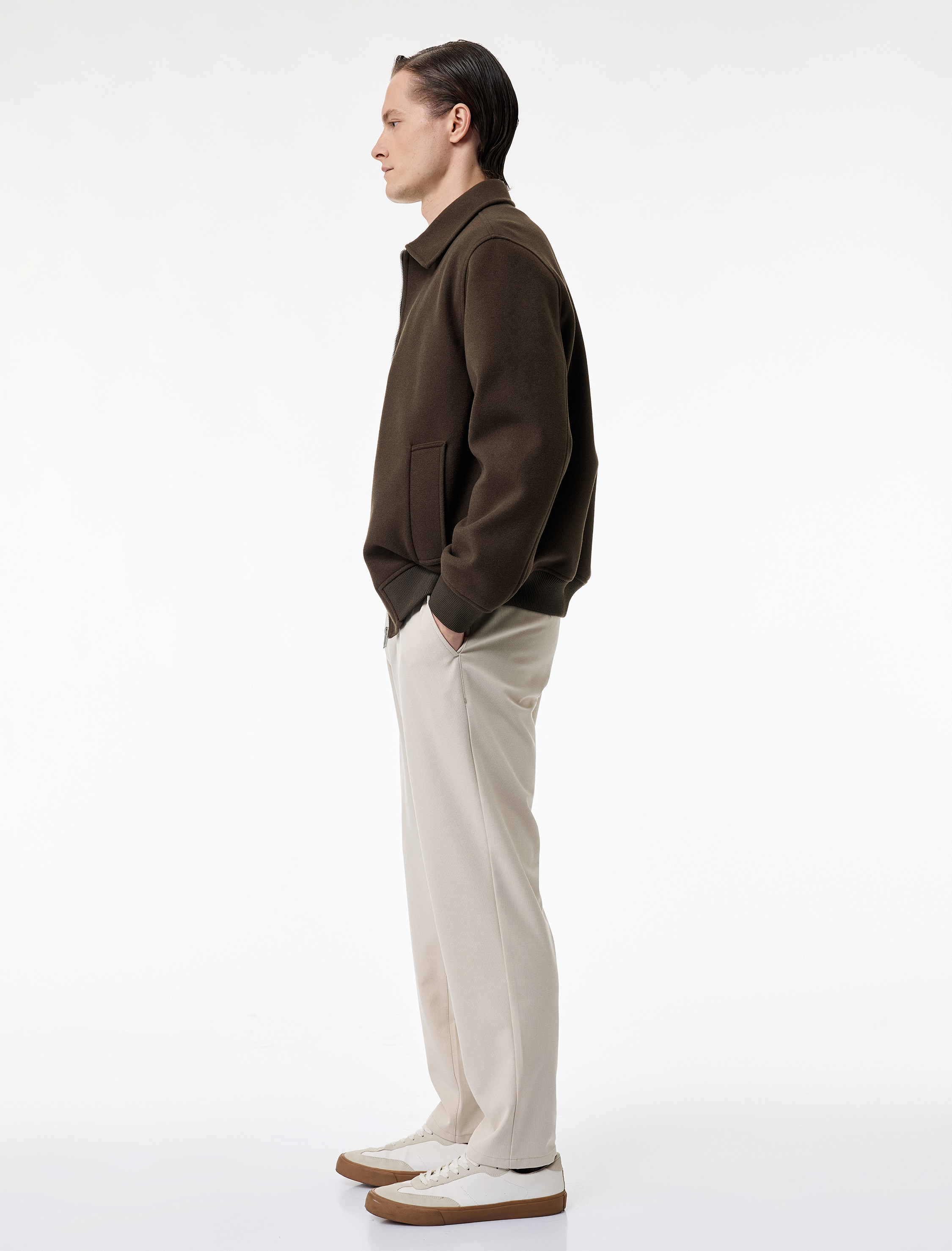   Viskon Karışımlı Cepli Düğmeli Slim Fit Kumaş Pantolon