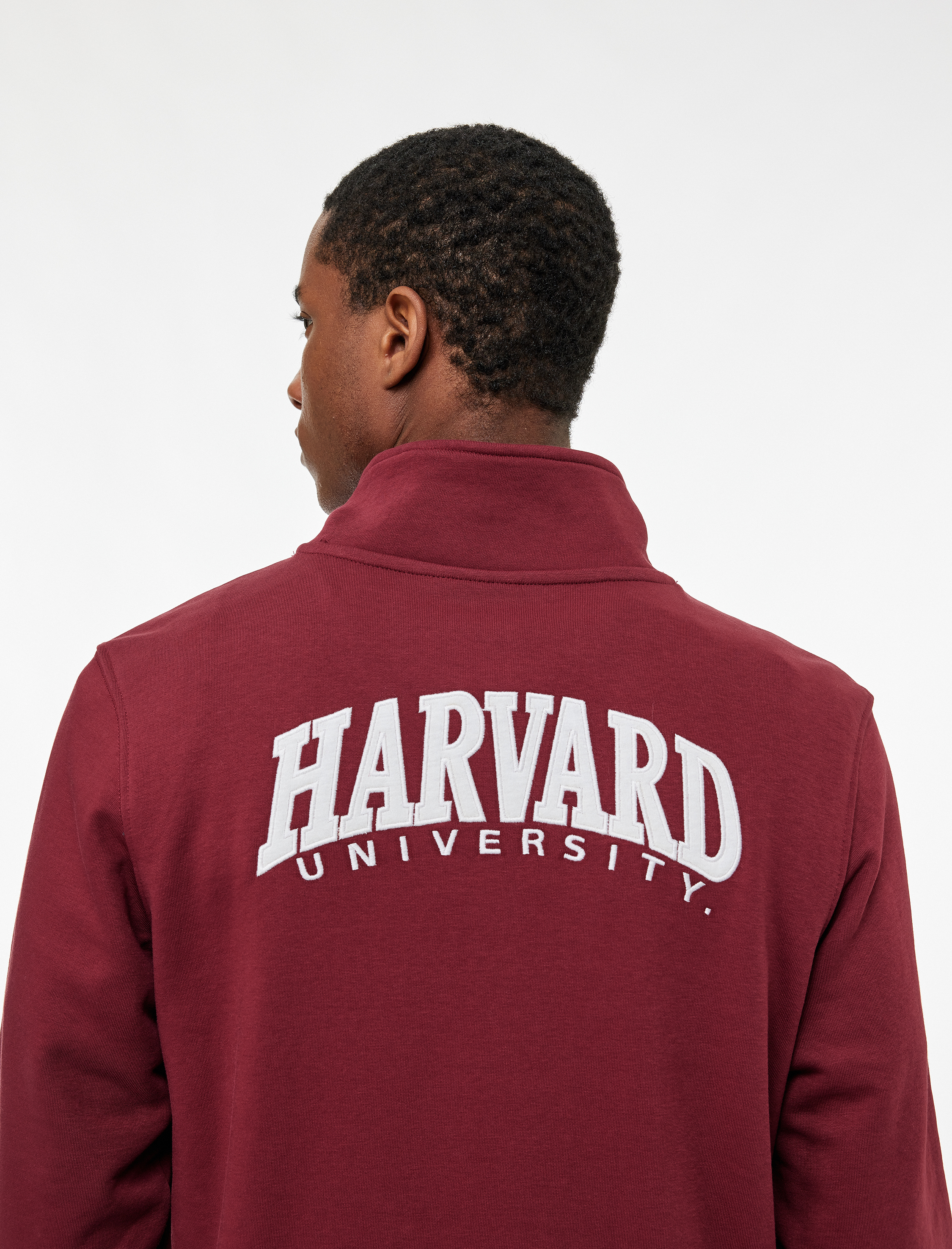   Uzun Kollu Yarım Fermuarlı Şardonlu Dik Yaka Nakışlı Lisanslı Harvard Sweatshirt