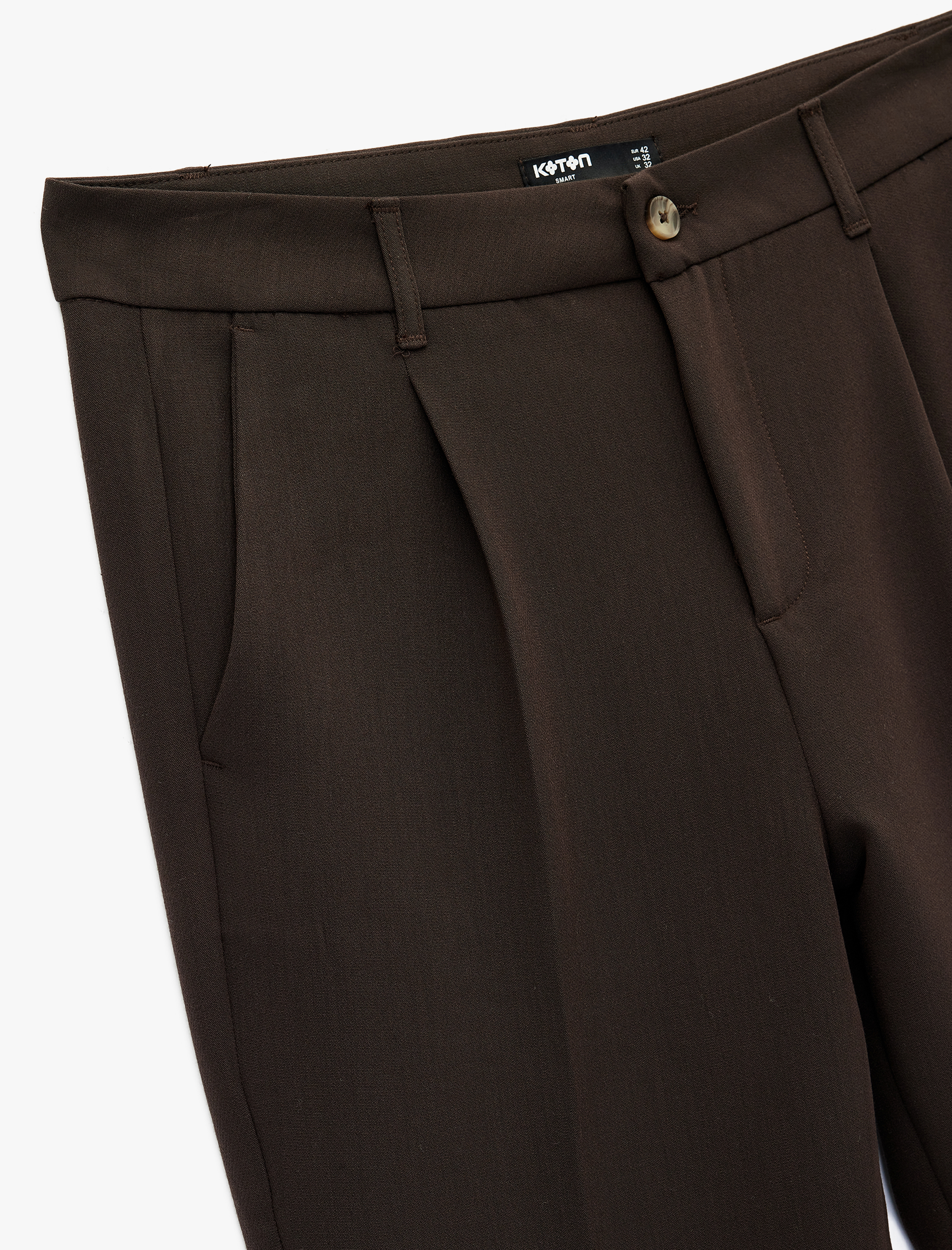   Rahat Kesim Düğmeli Viskon Karışımlı Kumaş Pantolon