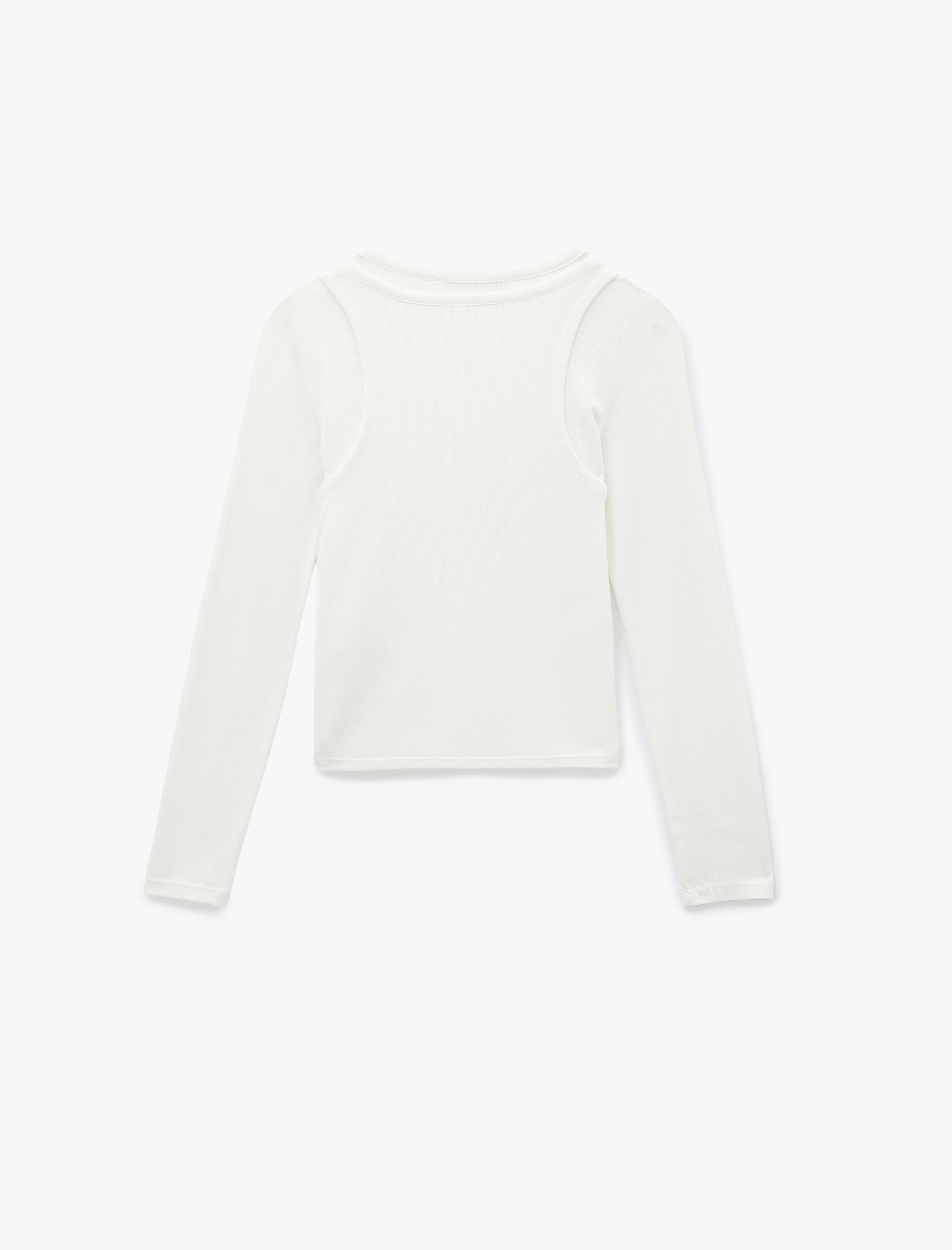   Slim Fit Atlet Görünümlü Bisiklet Yaka Uzun Kollu Tişört