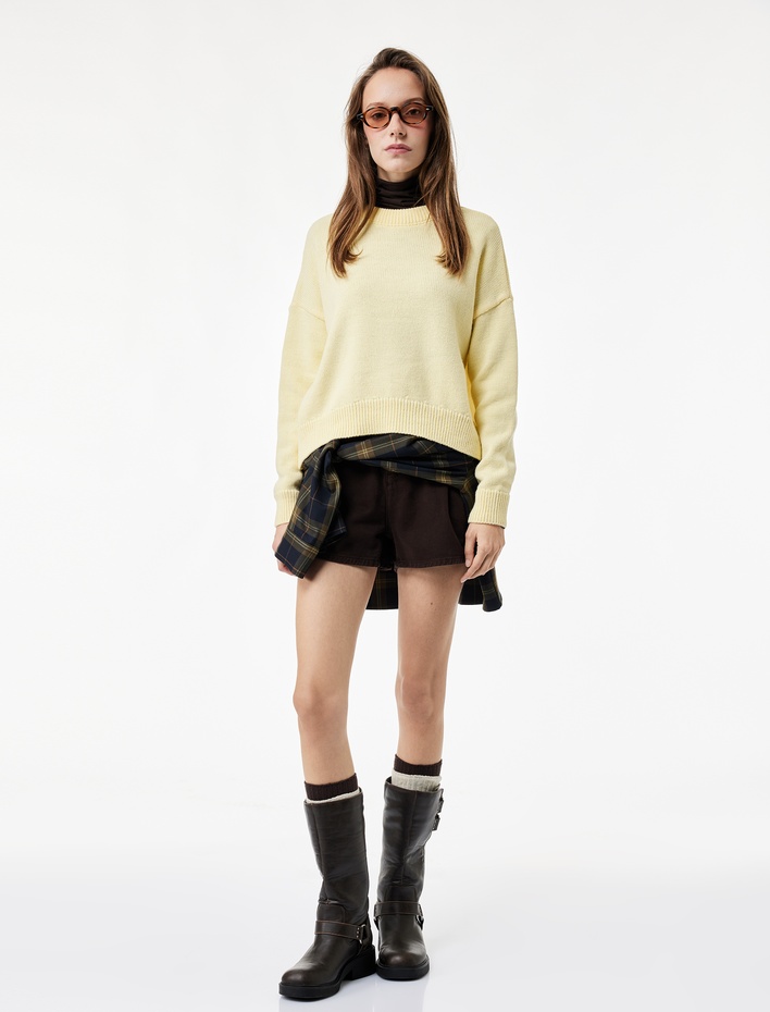  Uzun Kollu Bisiklet Yaka Basic Triko Kazak