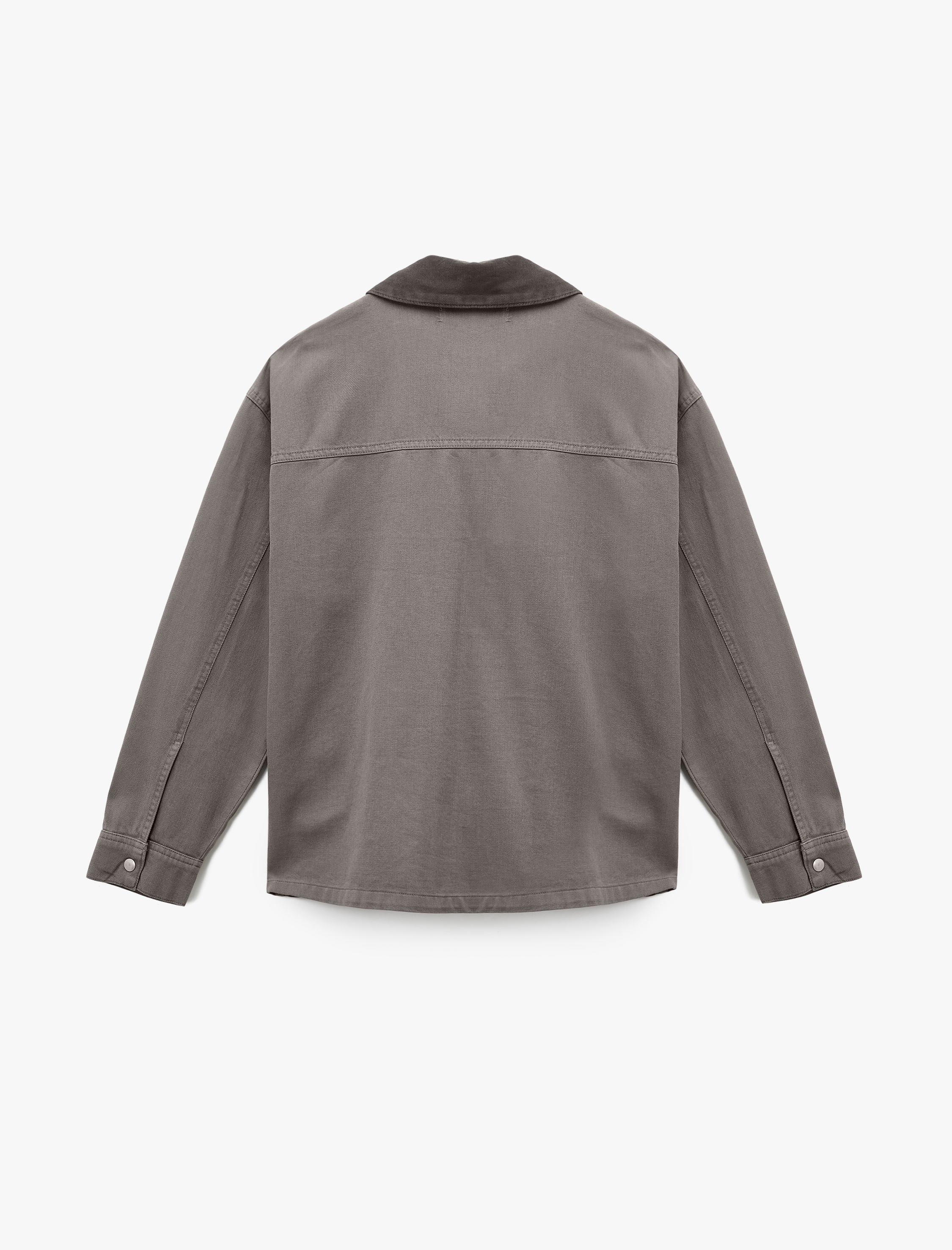   Regular Fit Uzun Kollu Cepli Gömlek Yaka Fermuarlı Jean Ceket