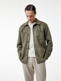 Regular Fit Uzun Kollu Cep Detaylı Klasik Yaka Suni Süet Gömlek