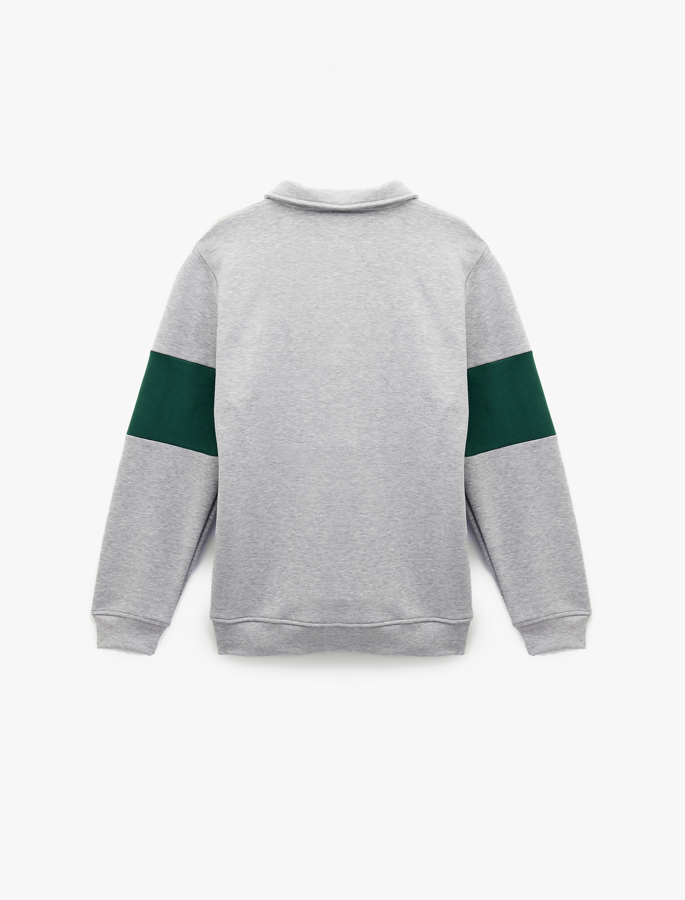 Regular Fit Renk Bloklu Şardonlu Yarım Fermuarlı Baskılı Polo Yaka Sweatshirt - Görsel 4