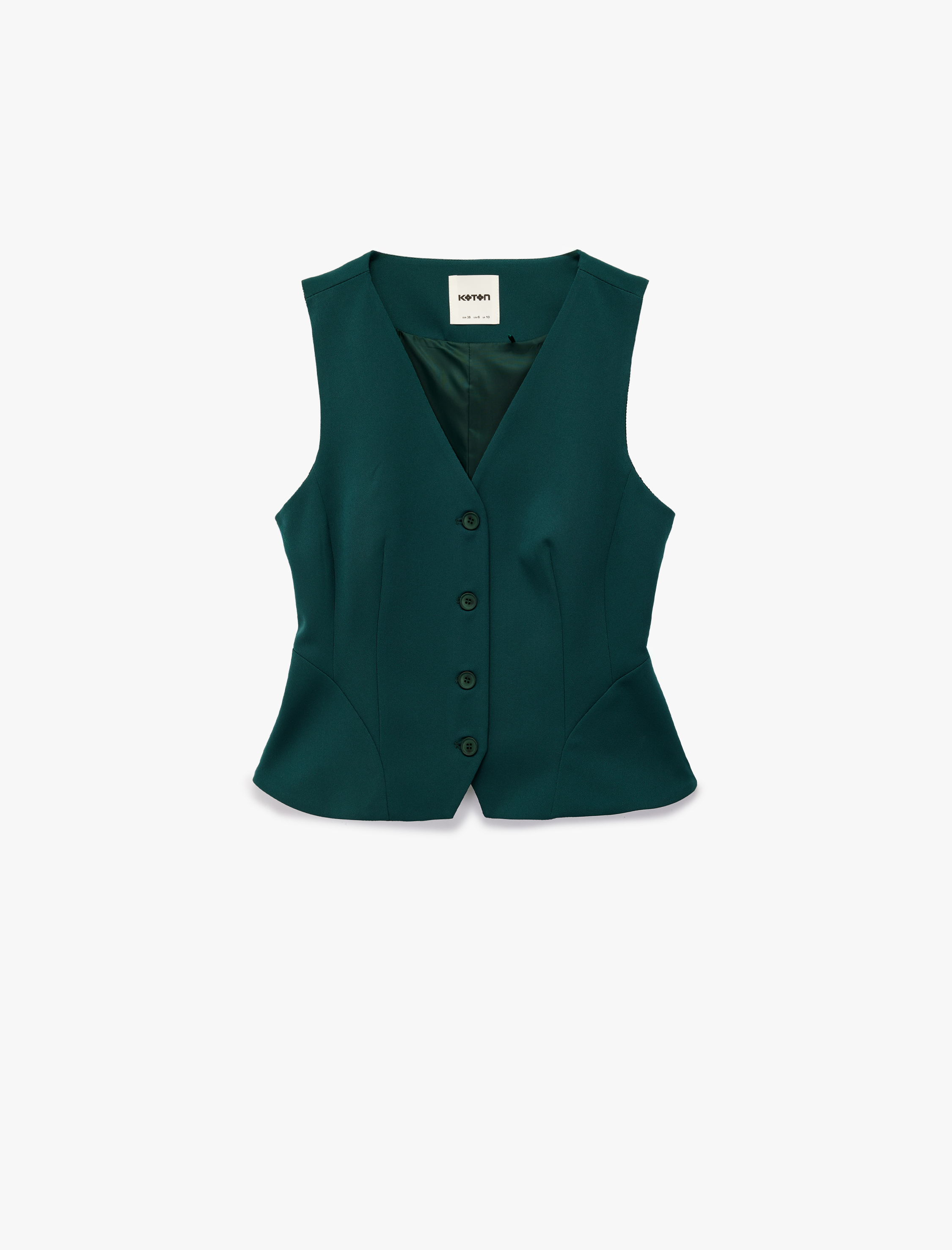   Slim Fit Peplum Kesim V Yaka Düğmeli Blazer Yelek