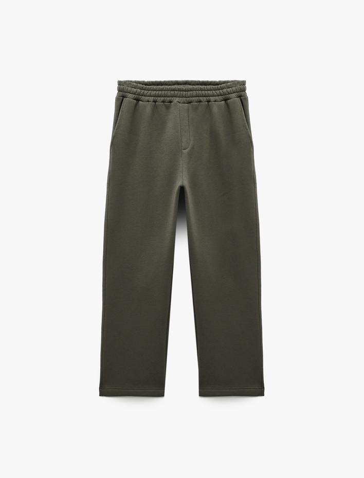  Straight Fit Cep Detaylı Şardonlu Beli Lastikli Kışlık Eşofman Altı