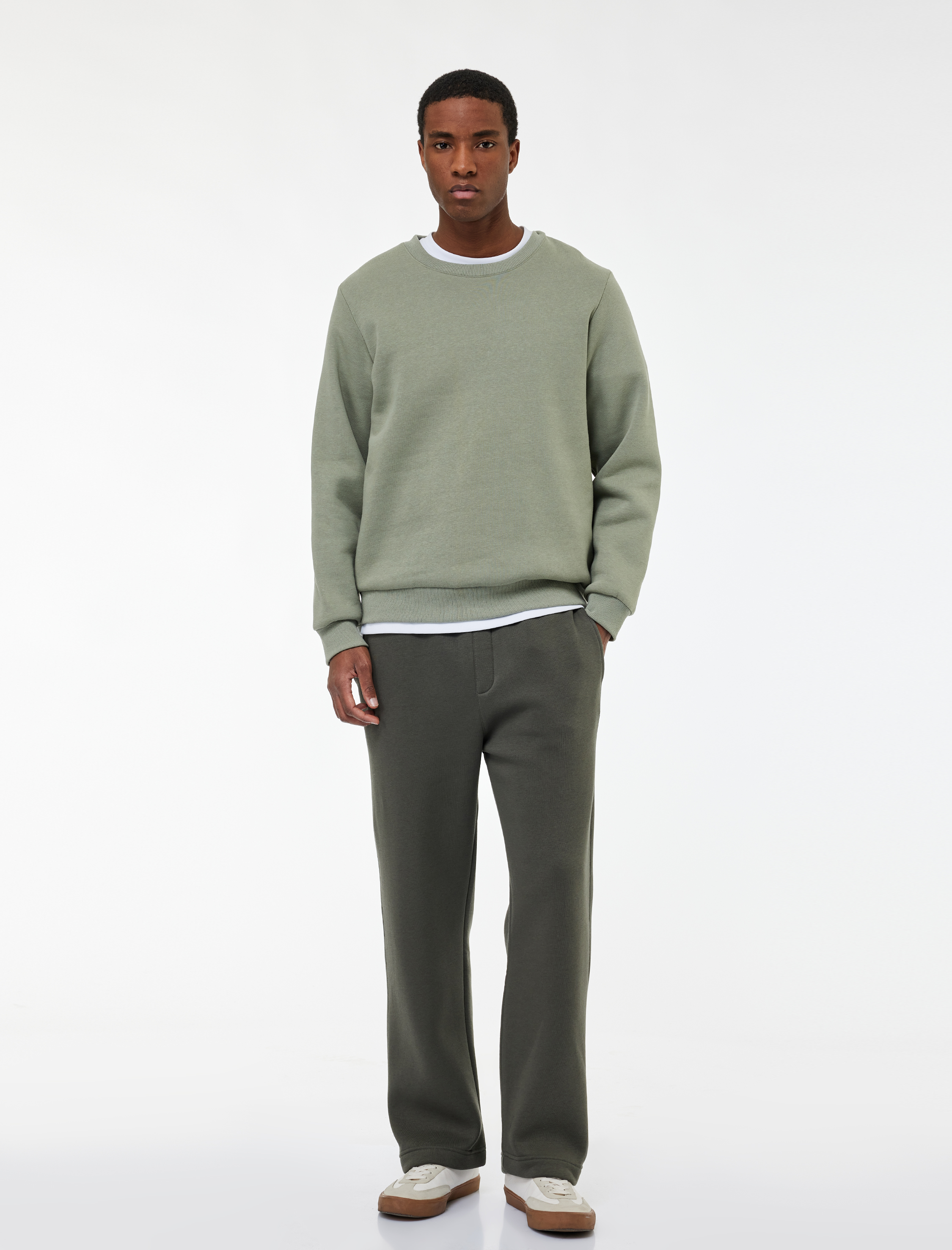   Straight Fit Cep Detaylı Şardonlu Beli Lastikli Kışlık Eşofman Altı