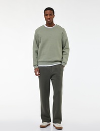 Straight Fit Cep Detaylı Şardonlu Beli Lastikli Kışlık Eşofman Altı