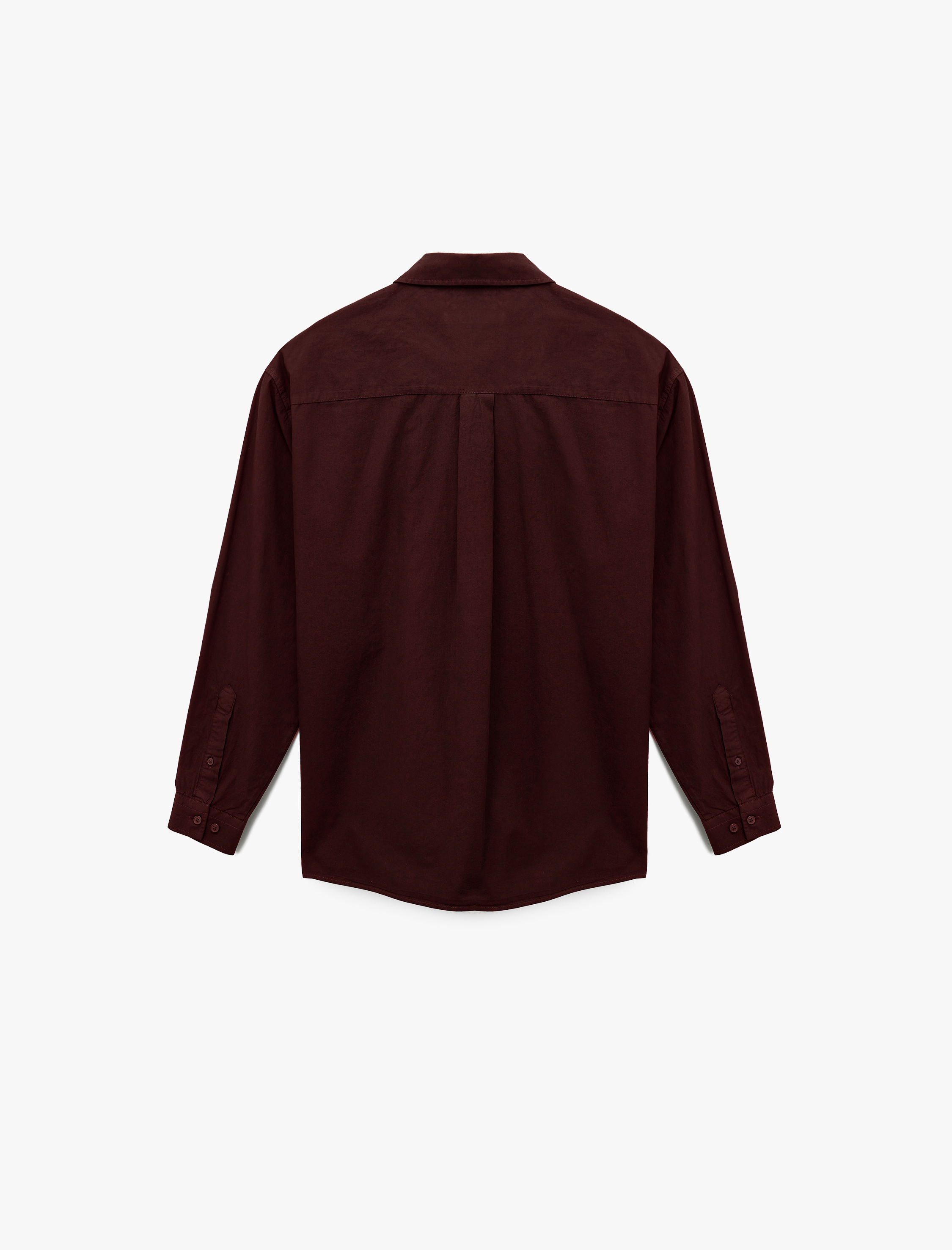   Klasik Yaka Pamuklu Düğmeli Oversize Uzun Kollu Gömlek