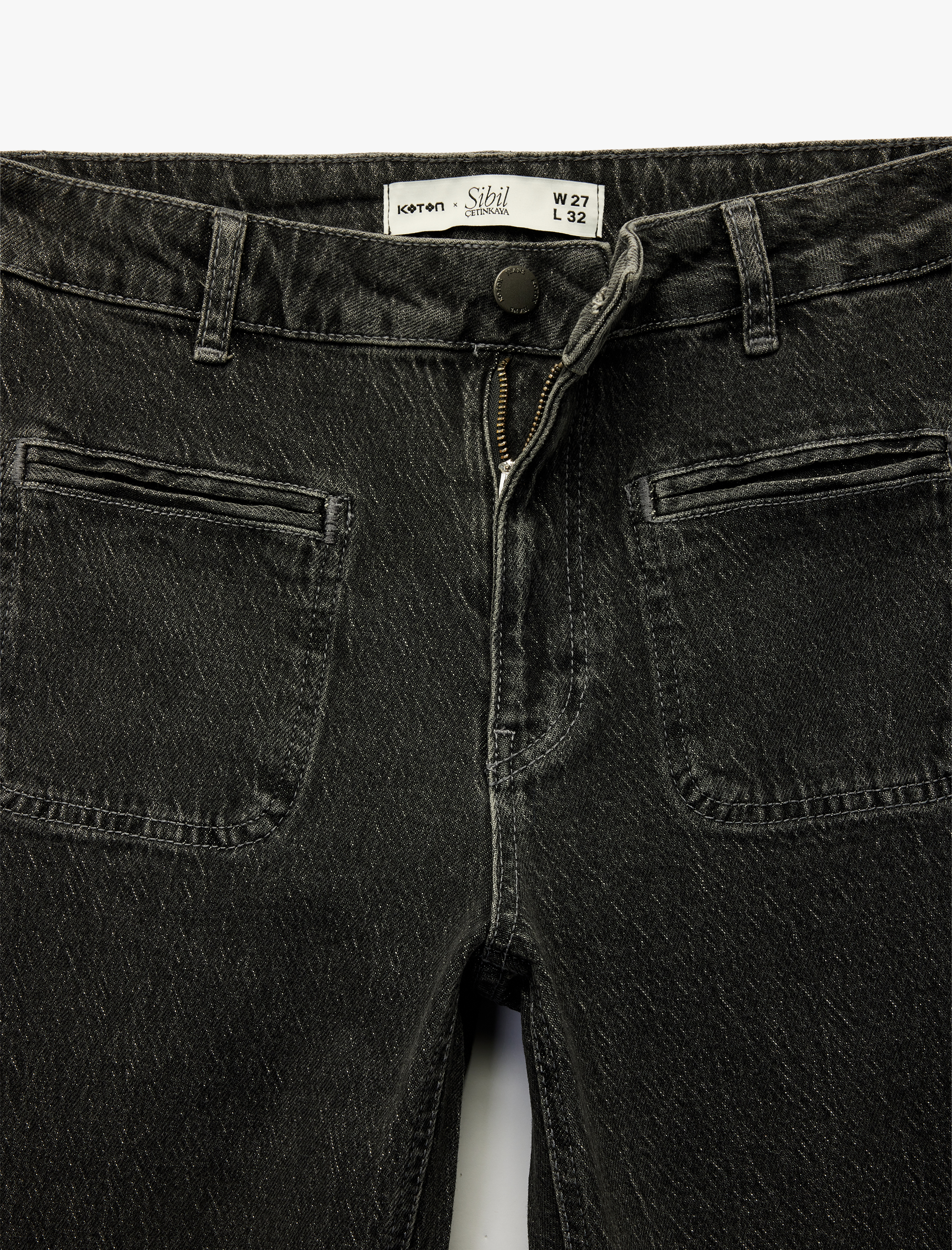   Koton X Sibil Çetinkaya - Dar Kesim Cep Detaylı İspanyol Paça Jean Pantolon - Flare Jeans