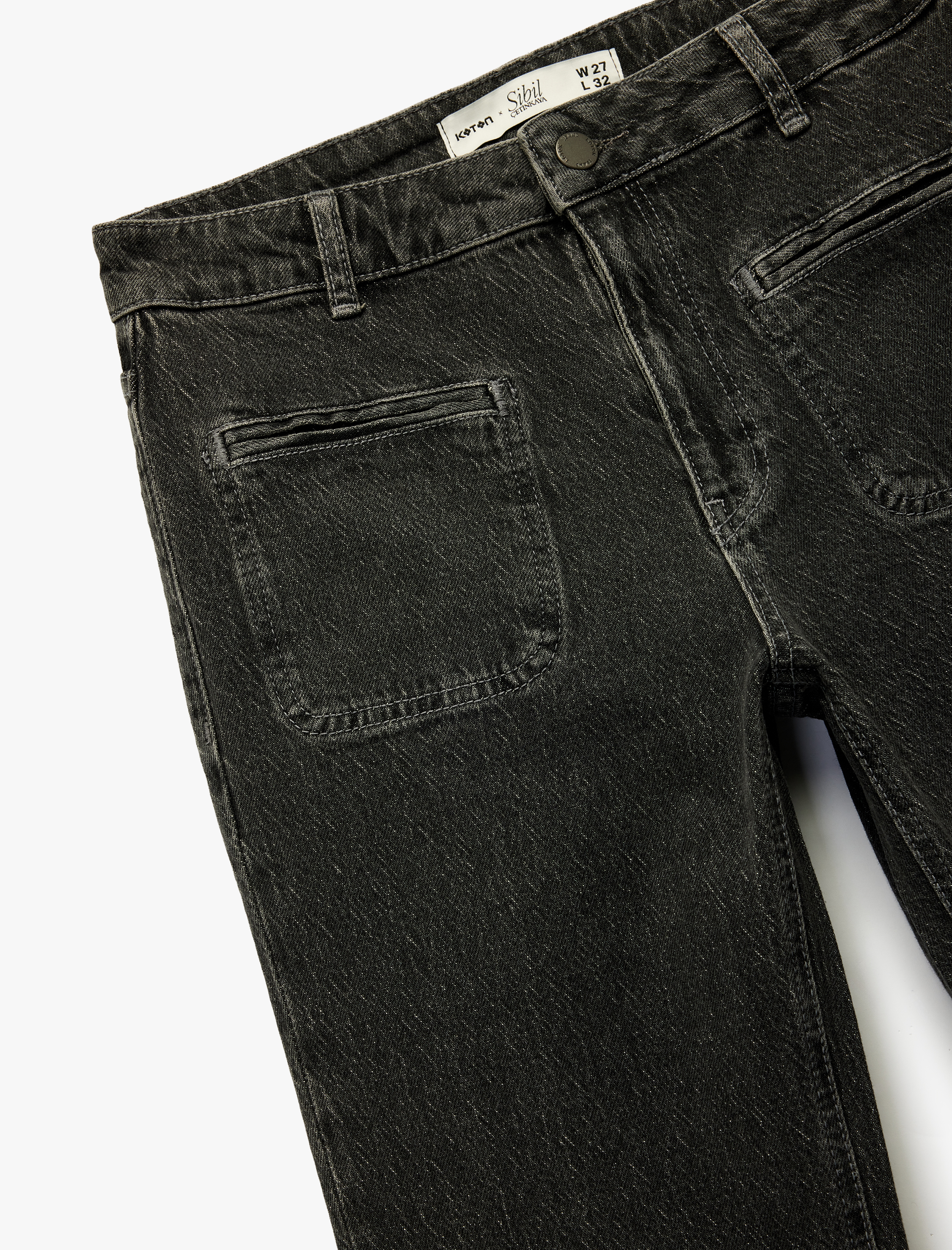   Koton X Sibil Çetinkaya - Dar Kesim Cep Detaylı İspanyol Paça Jean Pantolon - Flare Jeans